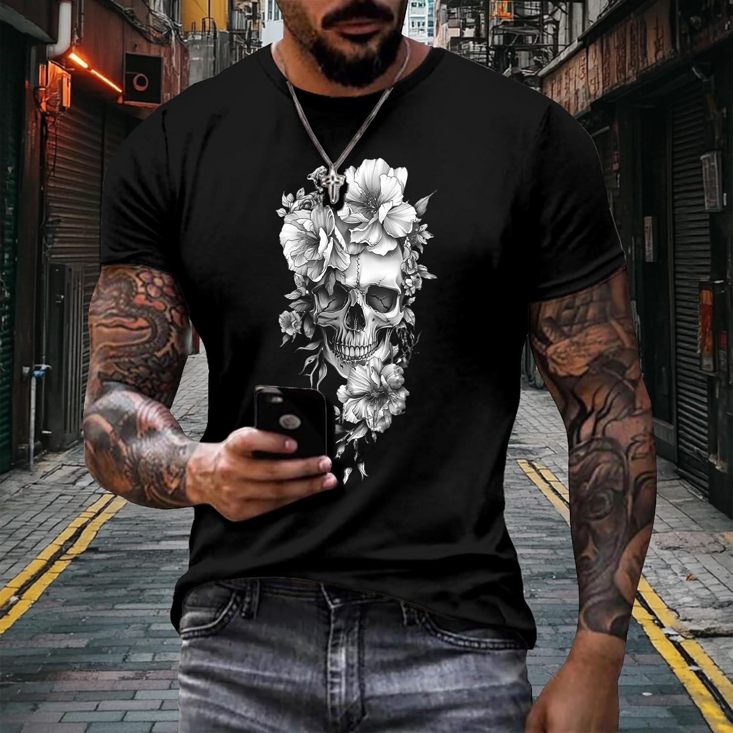 MARSVOVO Mens 100% Cotton Tee Shirts Workout Clothes Short Sleeves Crewneck Casual T-Shirt - Image 2