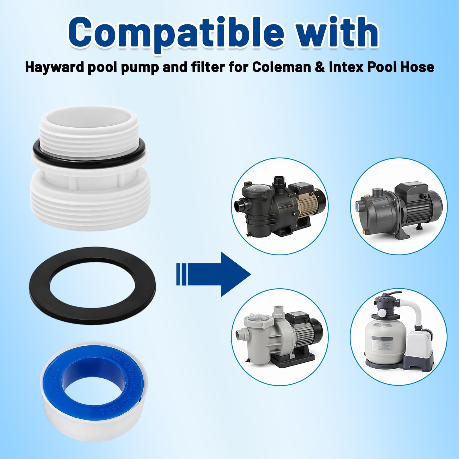 4 szt. Adapter węża basenowego, zestaw złącza basenowego 4560,4560 wąż basenowy 40 mm do 1 1/2 cala, kompatybilny z pompami filtrującymi Intex Coleman