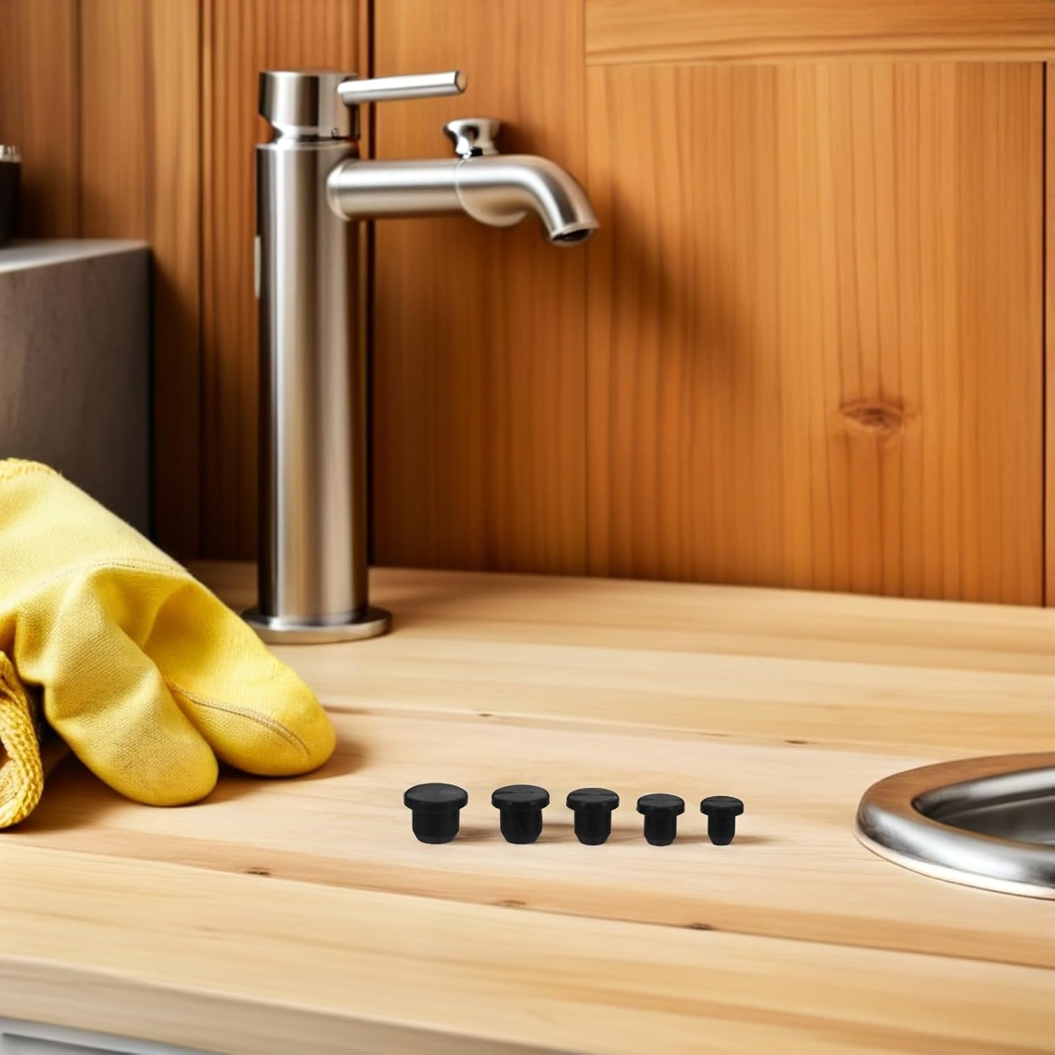 50pcs Silicone Hole Sealing Caps and Waterproof Stopper Plugs Set, 5 Sizes for 5mm-9.3mm Inner Diameter Tubes and Bottle Openings, Snap-in End Covers for Plumbing and Home Use