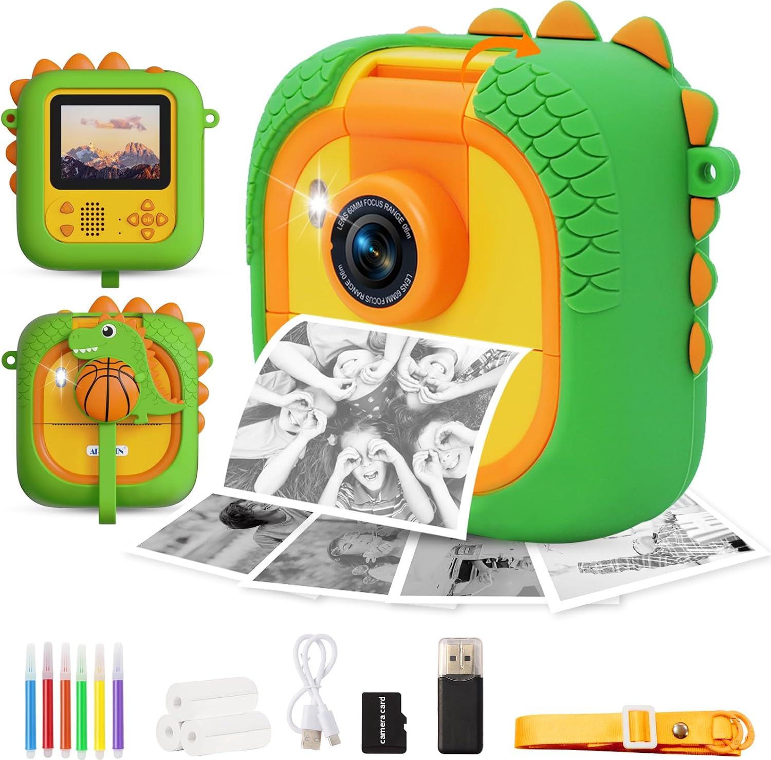 Kids Camera Instant Print for Girls Boys,1080P HD Flip Lens Selfie Digital Camera with Print Paper for 3-12 Year Old Toddler,Ideas Birthday Toys for Children, M2