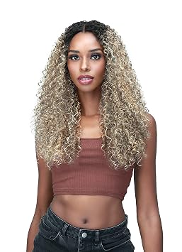 BOBBI BOSS 4 HD Lace Front Long Curly Wigs for Women - MLF495 ODELIA, Soft Curly pop Synthetic Hair Wigs with Baby Hair, Natural Looking High Heat Resistant wigs (2, Dark Brown)