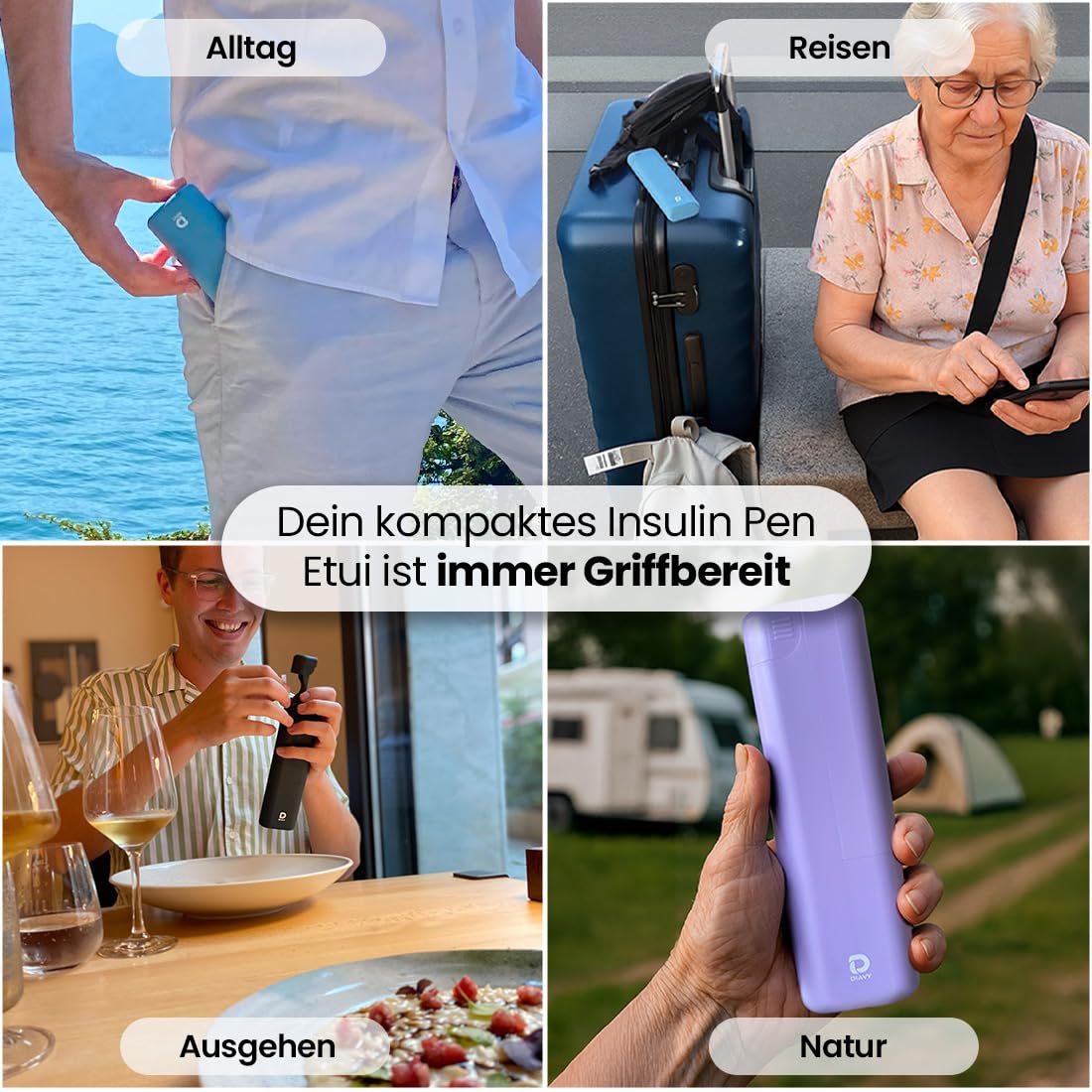DIAVY Piccolo diabete viaggio insulina borsa da viaggio – robusta custodia per insulina da viaggio – borsa per aereo organizzata per siringhe Ozempic e Victoza (arancione)