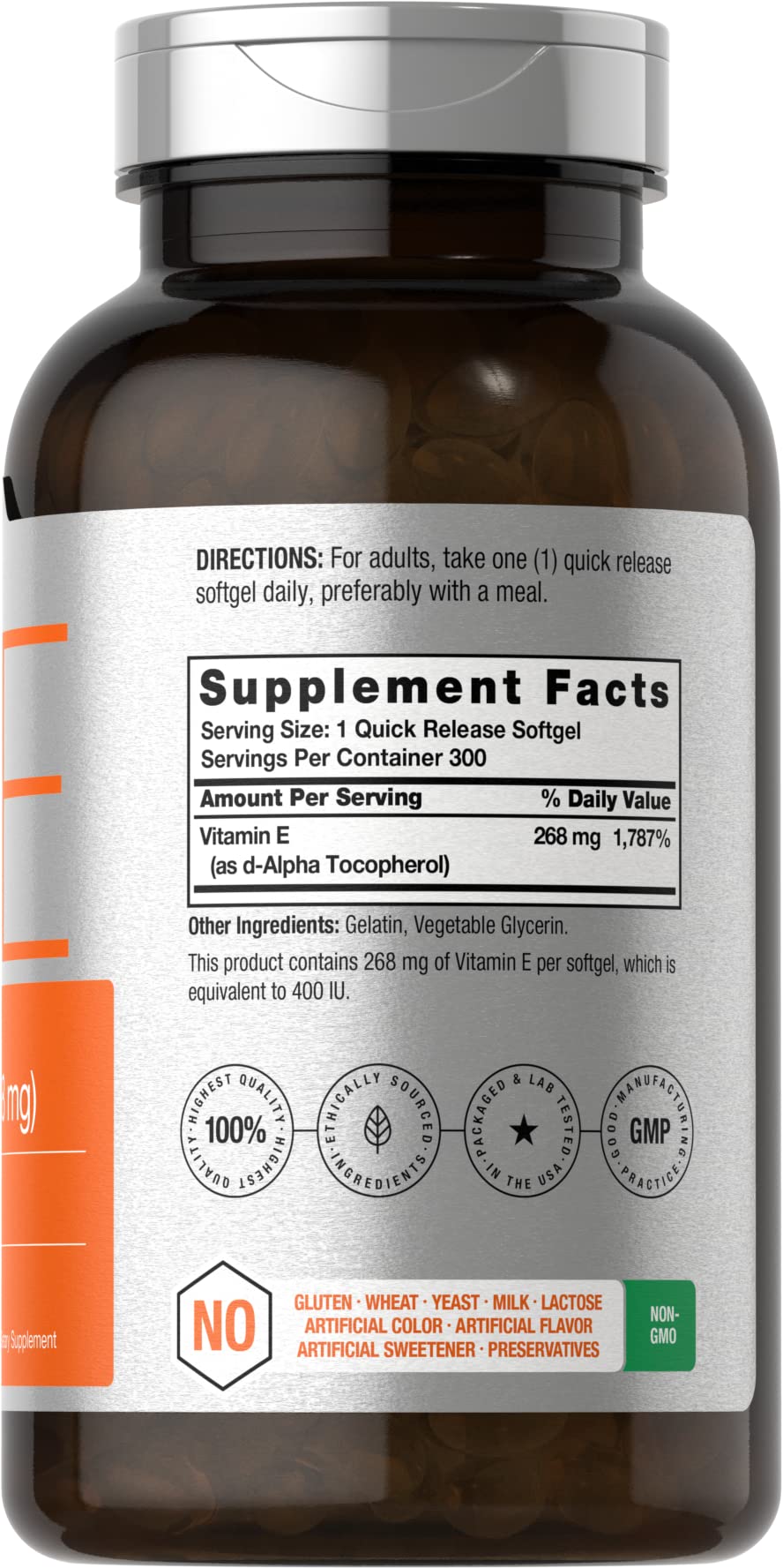 Horbäach Vitamin E Supplement | 400 IU (268mg) | 300 Softgel Capsules — Amazon image 2