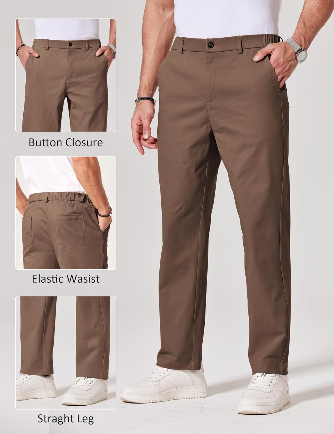 COOFANDY Mens Chino Pants Casual Business Dress Pants Stretch Golf Trousers with Pockets - Image 4