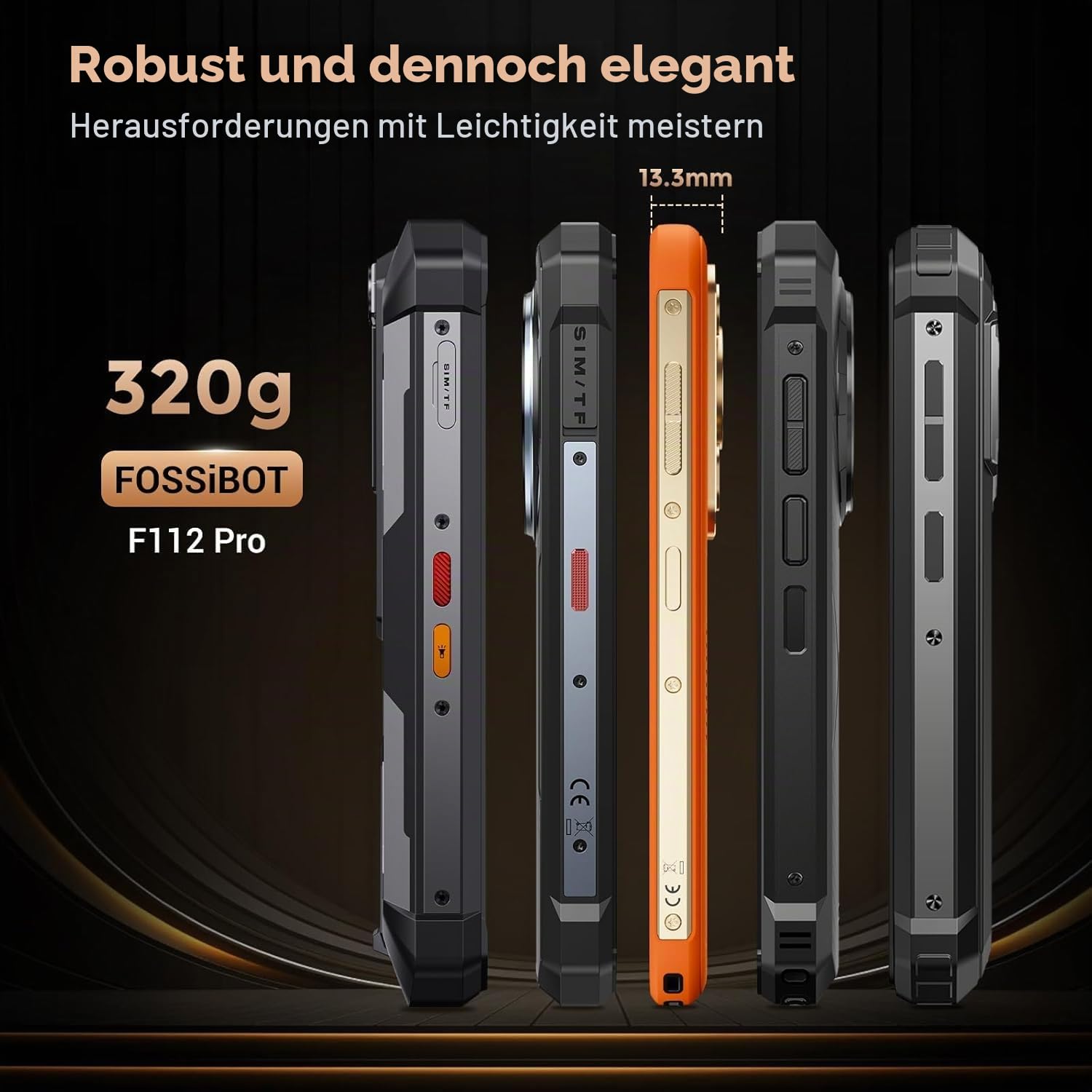 FOSSiBOT F112 Pro 5G 120Hz Outdoor Handy, 24GB+256GB/1TB, Dimensity 6300+ 6.88" FHD Outdoor Smartphone Ohne Vertrag, 50MP Kamera, 7150mAh Akku, NFC, IP68/IP69K Android 14