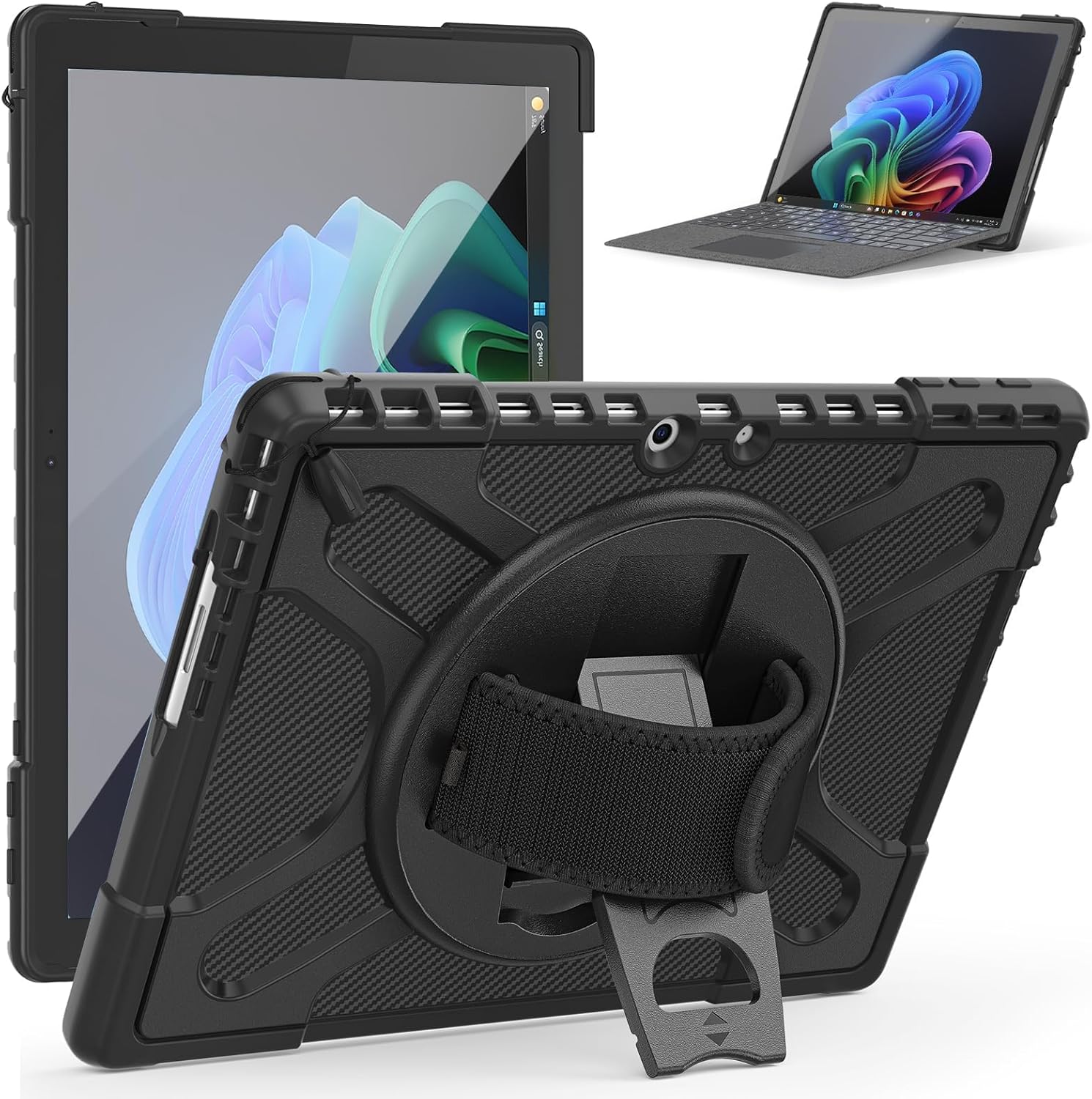 Junfire Case for Microsoft Surface Pro 11 (2024) / 10 / Pro 9 13 inch, Rugged Protective Cover with Kickstand Hand Strap & Pen Holder, Compatible with Type Cover Keyboard, Black Junfire Case for Microsoft Surface Pro 11 (2024) / 10 / Pro 9 13 inch, Rugged Protective Cover with Kickstand Hand Strap & Pen Holder, Compatible with Type Cover Keyboard, Black