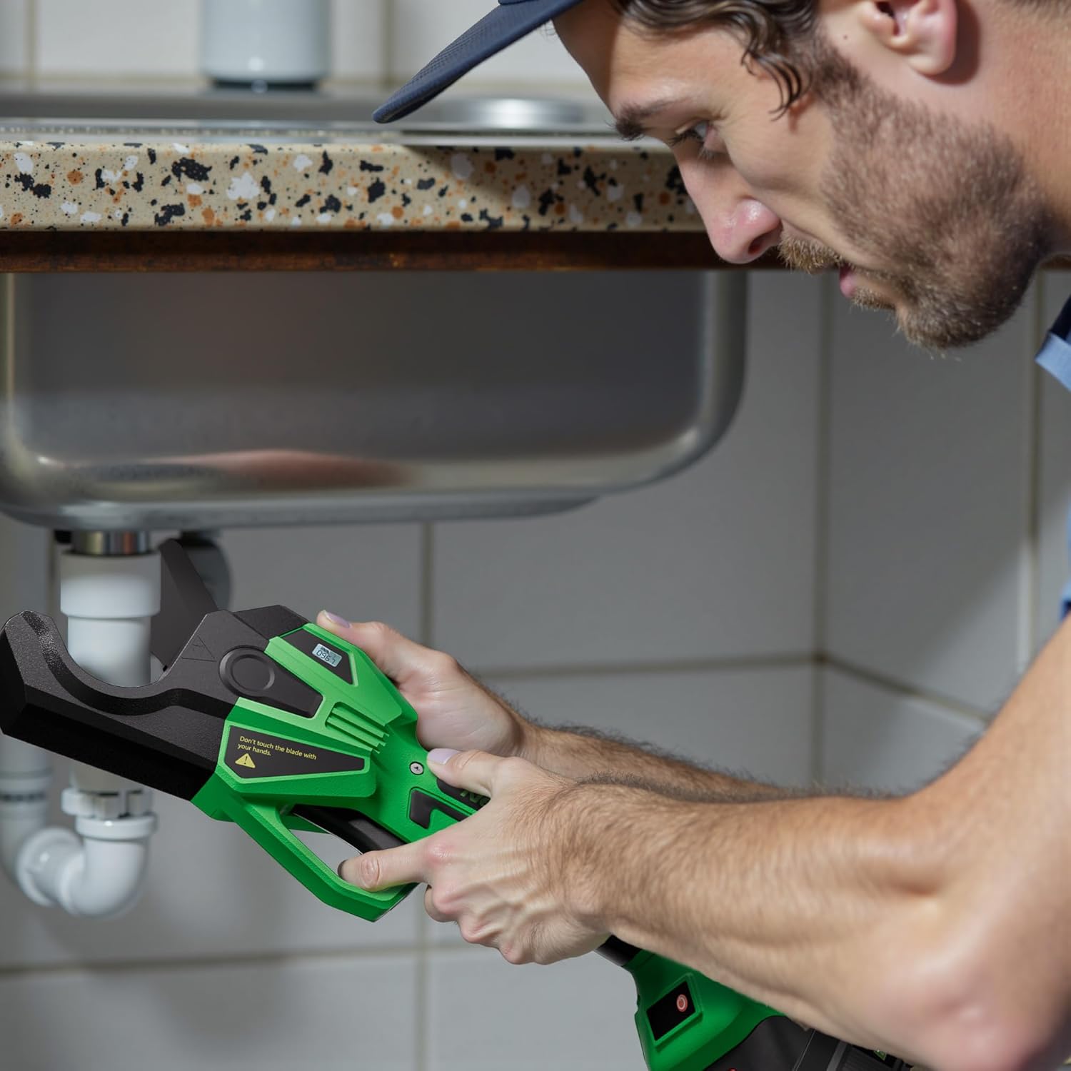 NEXON Electric PVC Pipe Cutter, Cuts up to1-1/2",18V Cordless Ratcheting Pipe Shear with LCD Display & Rechargeable Battery, Plastic Pipe Cutter, PEX Pipe Cutter, PVC Cutter Tool, PVC Ratchet Cutter - Image 4