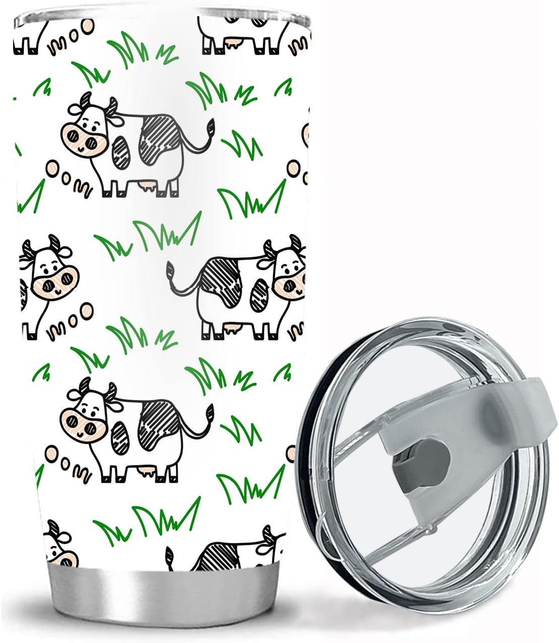 Women's Cow Travel Coffee Mug Thermal Insulated Tumbler Cup With Lid 20 OZ