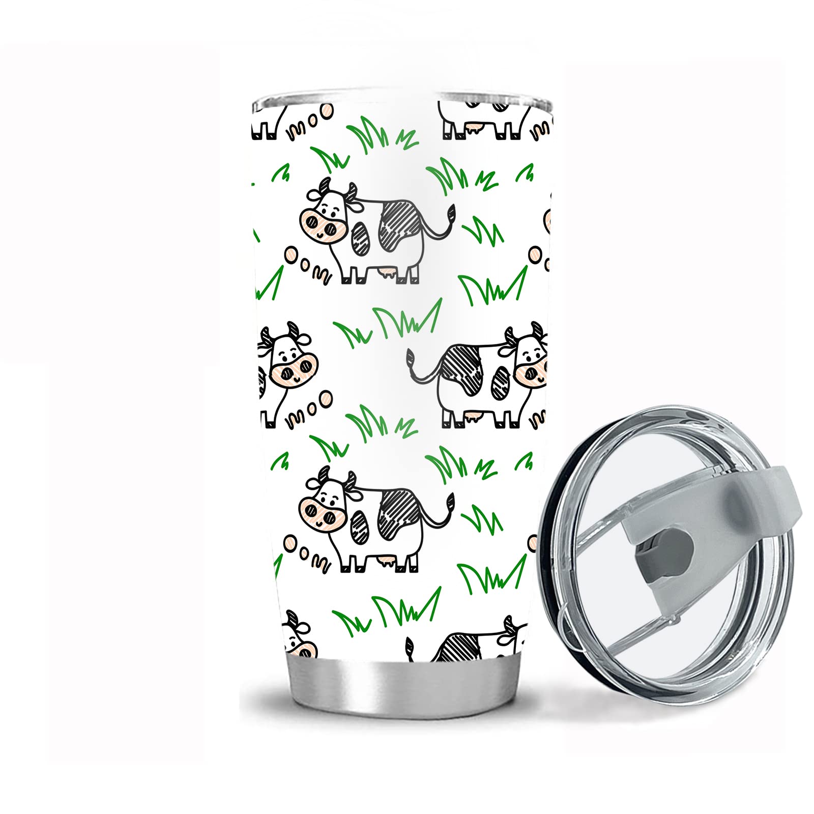 Women's Cow Travel Coffee Mug Thermal Insulated Tumbler Cup With Lid 20 OZ