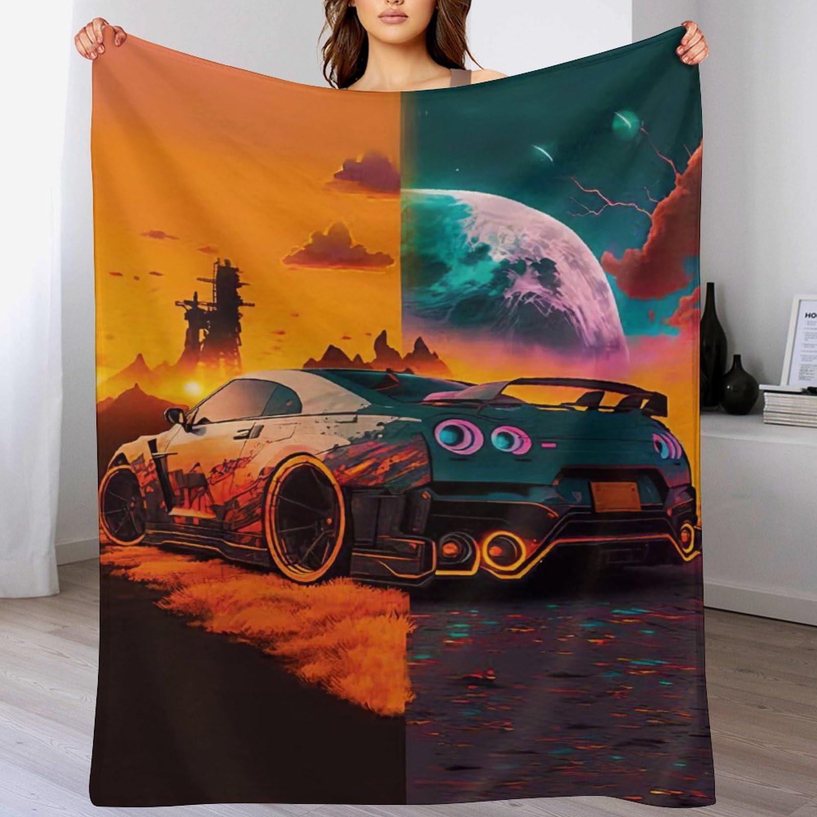 Plaid voiture de sport polaire jeté canapé flanelle 140x180cm
