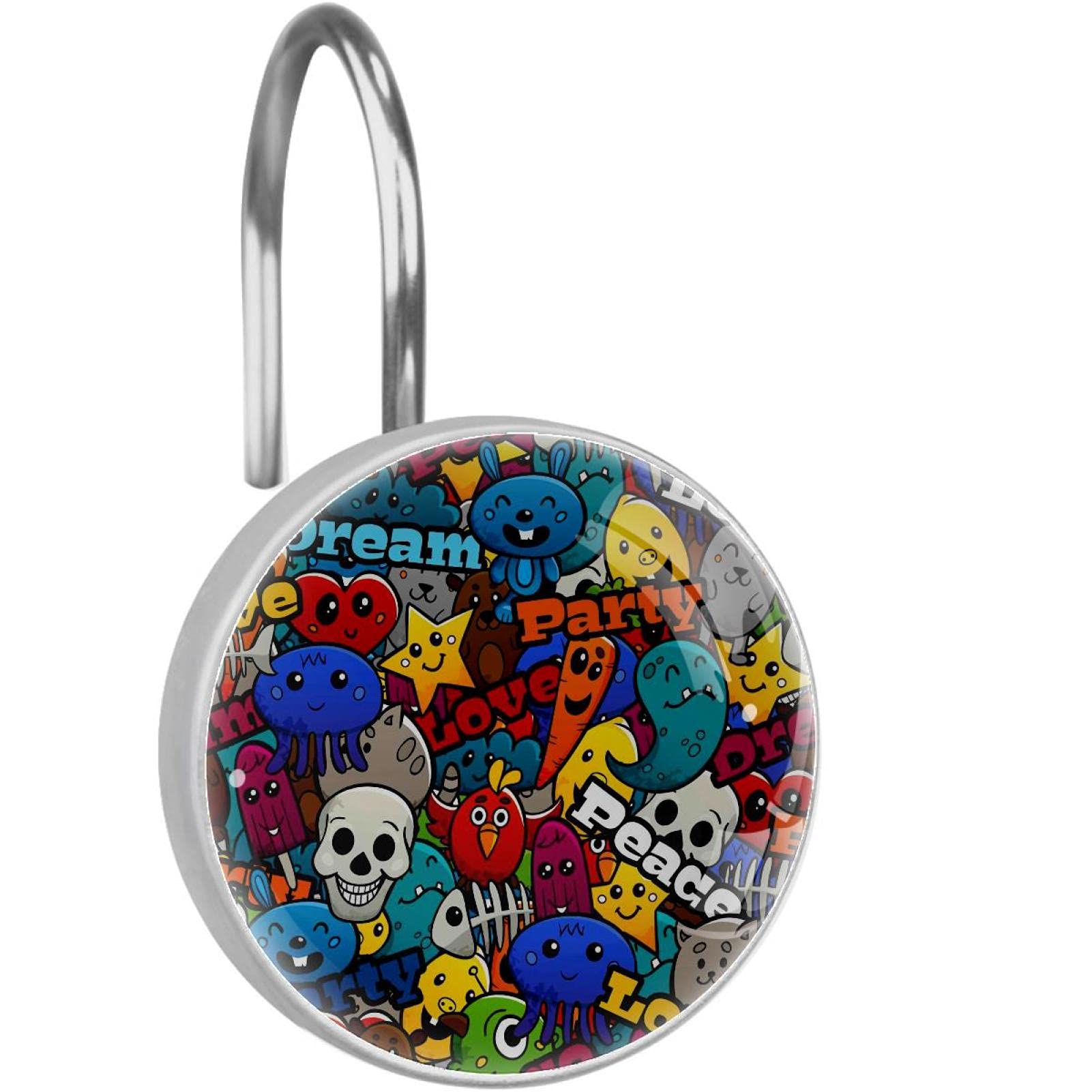 Crochets de douche en verre cristal de qualité supérieure et motif graffiti