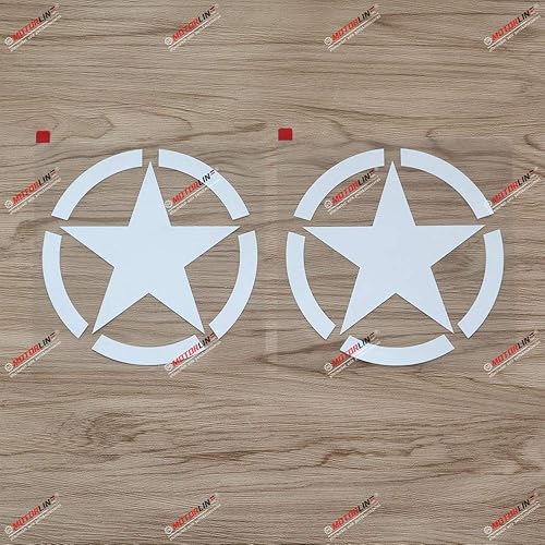 (2) Calcomanía de 6 pulgadas con diseño de estrella del ejército WW2 para Jeep Toyota Willys color blanco a sda3
