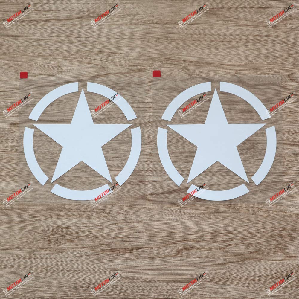 2-Pack 4 Inch Army Star WW2 Decal Stickers - Black Vinyl Military Decals For Cars & Vehicles