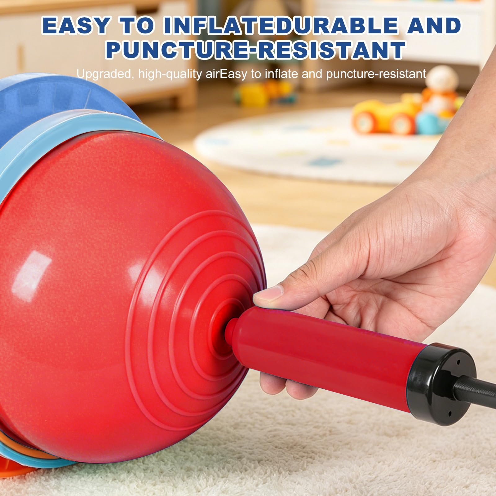 Balón hinchable para niños, bala de equilibrio para niños, bala saltar para adultos, juguete para exteriores con mango ajustable en altura, capacidad de carga 90 kg, espesada y resistente al