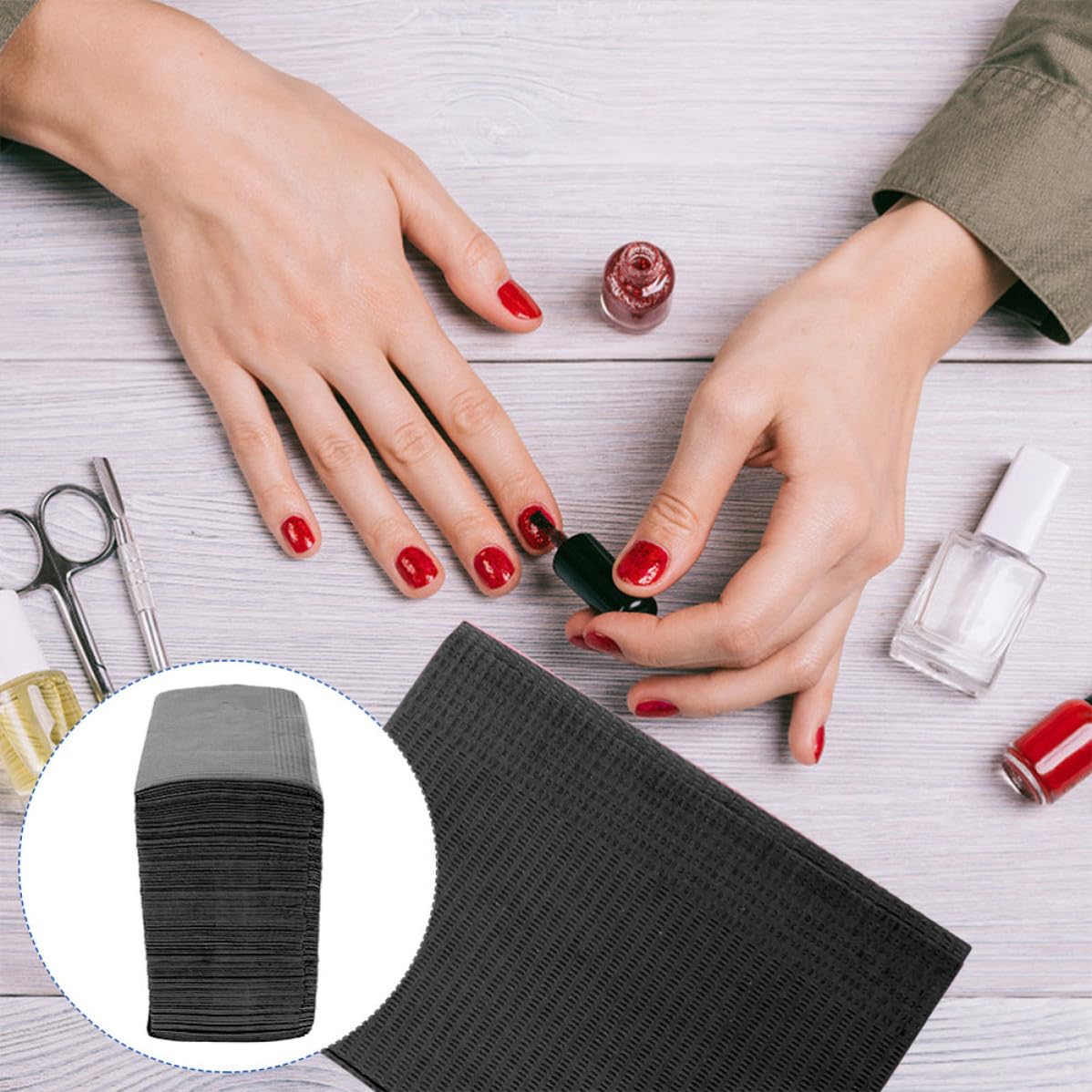 Generico Tovaglietta per Manicure in Carta Nera 125 Pezzi Usa e Getta Comoda e Pratica per Salone di Bellezza o Ufficio
