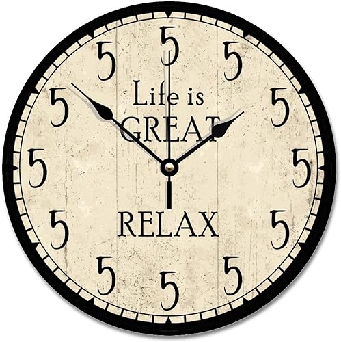 ArogGeld Reloj de pared Parrot Beach de 5 en algún lugar, reloj de pared de madera grande que funciona con pilas, 12 pulgadas, silencioso, sin