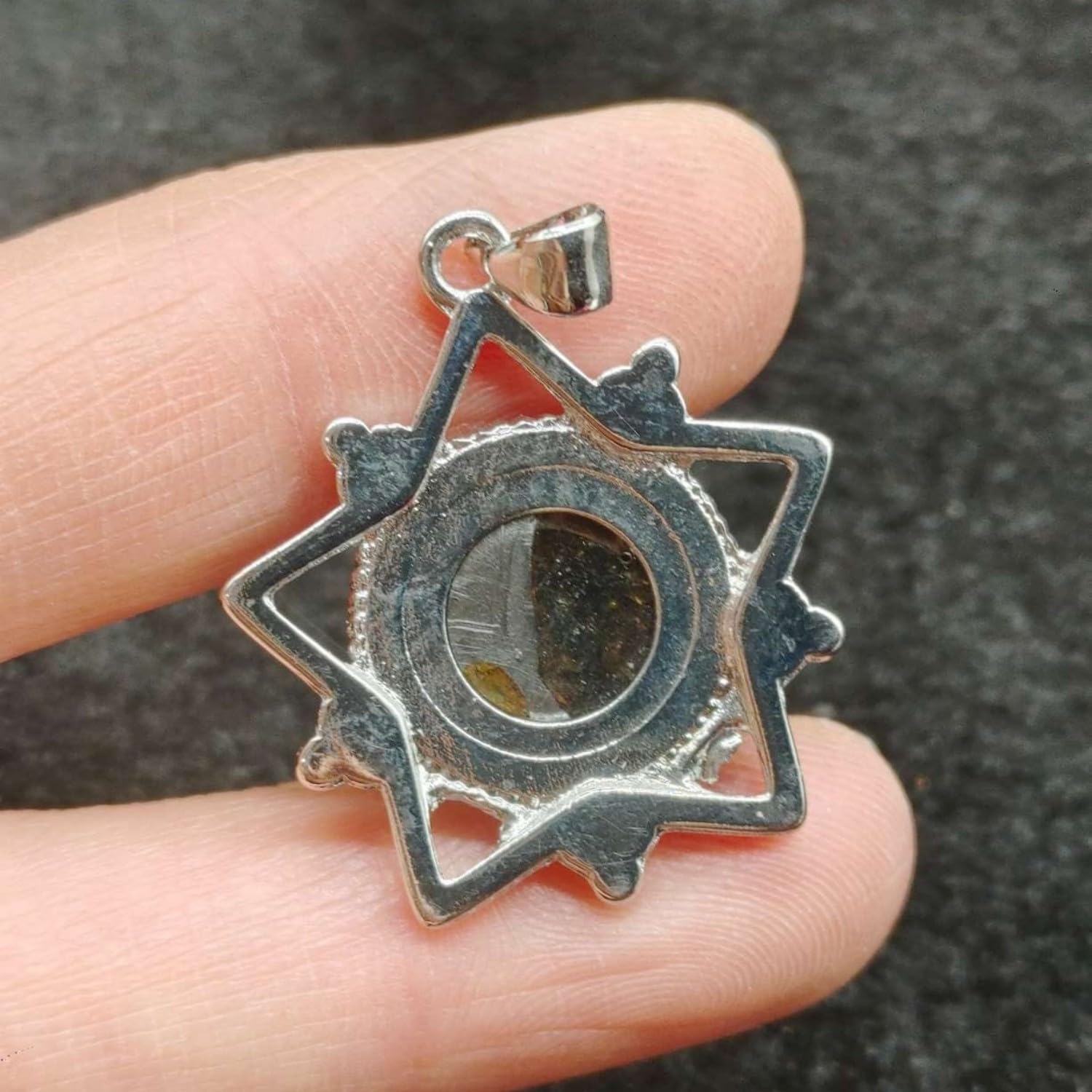 Kenya SERICHO Pallasite Iron Meteorite Star-Shaped Pendant, 33x26mm, Handmade Necklace Charm