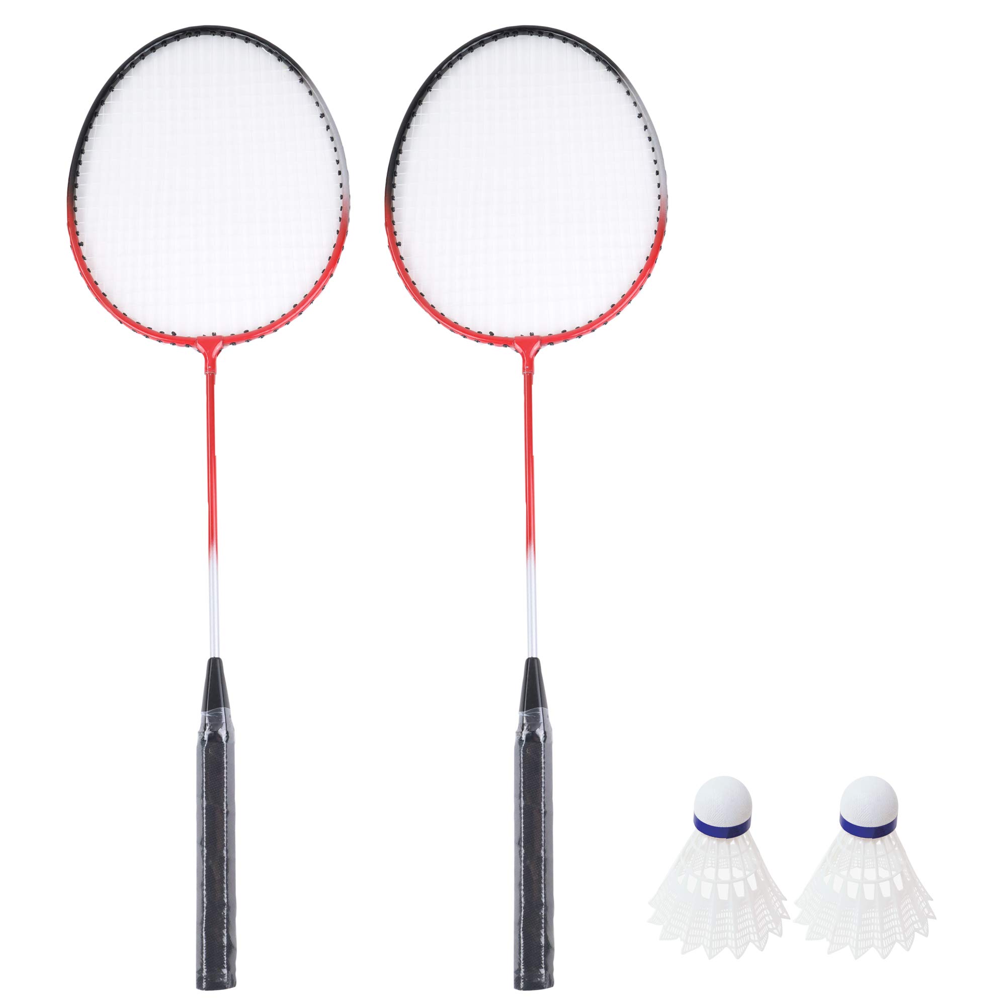 Set de Badminton 2 Raquetas y 2 Volantes - Juego de Raqueta - Nylon - 66 cm - Rojo