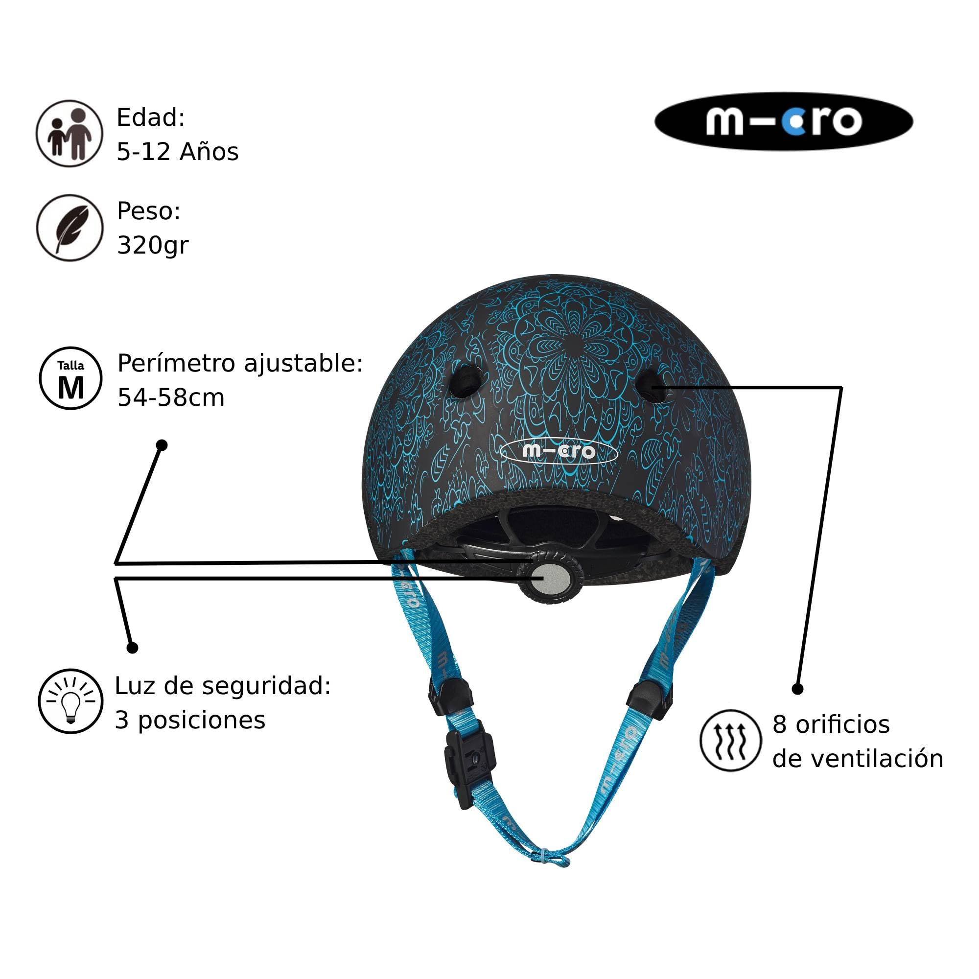 Micro® | Casco Infantil para Patinete o Bicicleta | Luz Trasera de Seguridad 3 Posiciones | Ultraligero 250 Gramos | Cierre Magnético | Niños y Niñas