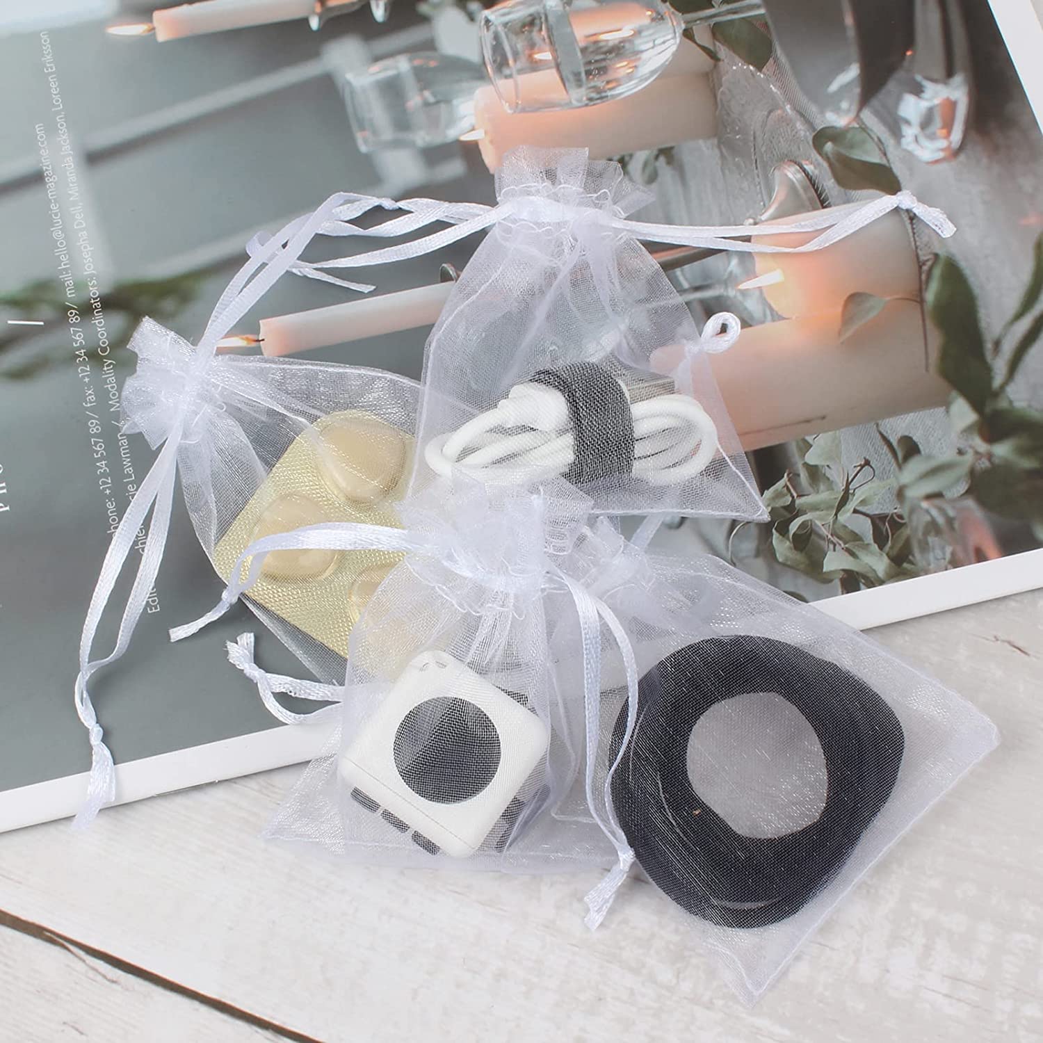 MAI UTILIZZATO] Confezione da 100 sacchetti in organza per uva 20x15 cm con coulisse