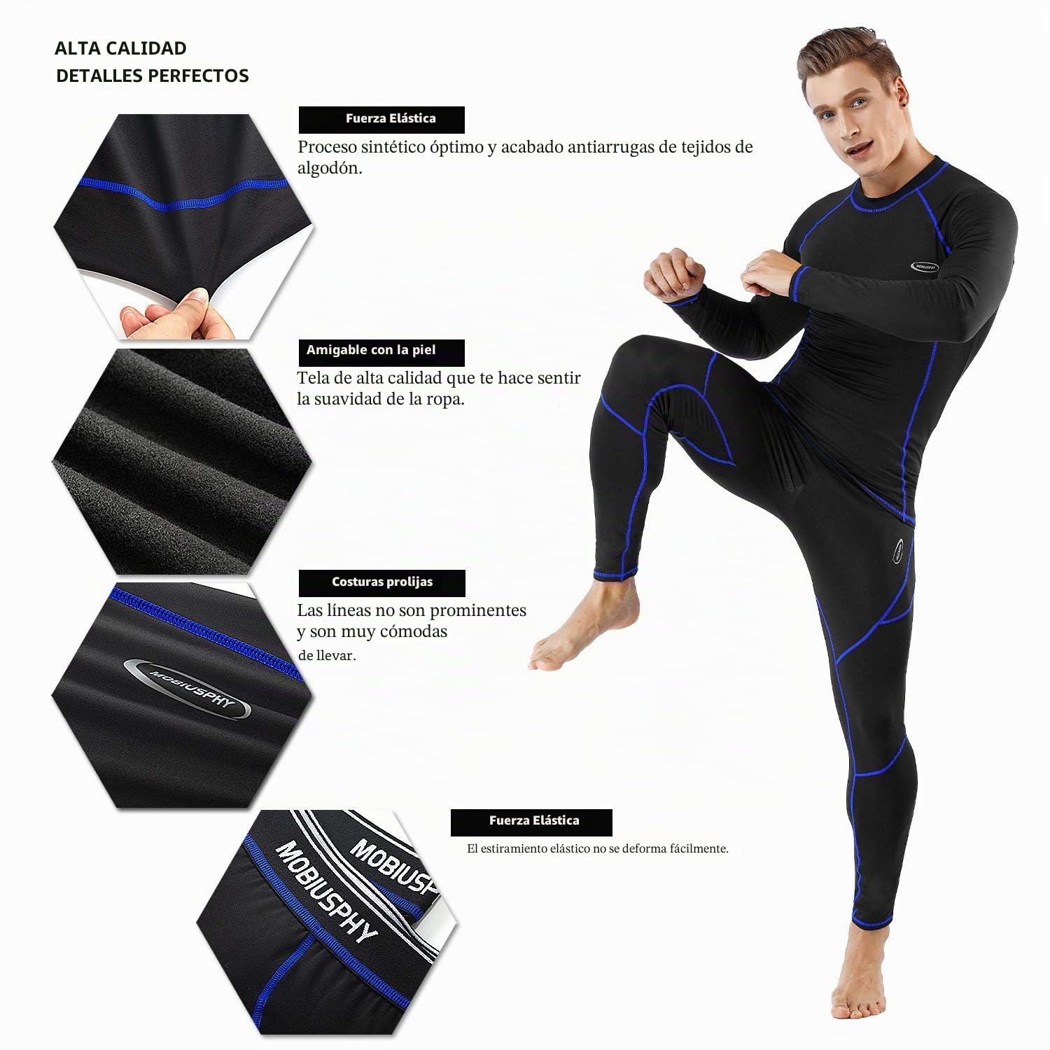 Ropa Interior Térmica Hombre, Camiseta Térmica Hombre Deportes Ropa Interior Funcional Conjuntos Térmicos Termo Invierno Otoño con muy elástica para Running Esquí Montaña Ciclismo Fitness Negro