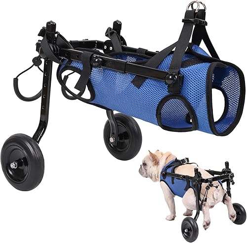 Silla de ruedas para perros pequeños para patas traseras, ayuda de movilidad ajustable para mascotas discapacitadas, soporte para piernas y soporte