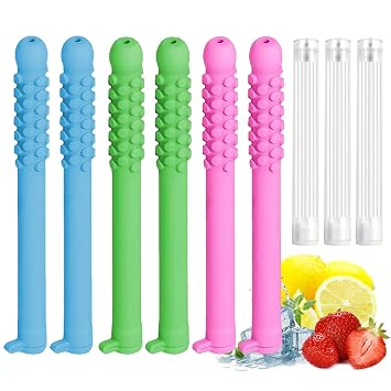 6Pcs Chewable Breather Quit Smoking with 12 Replacement Cores,Portable Chewable Breather Sticks with 3 Flavors,Habit Replacement