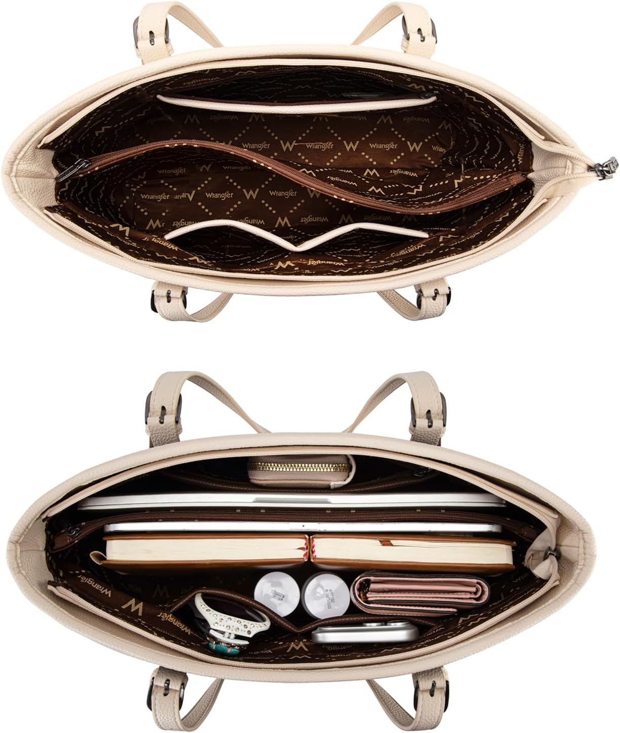 Wrangler Woven Tote Bag for Women Two-Tone Shoulder Purse with Large Capacity for Everyday, Travel & Work - Image 4