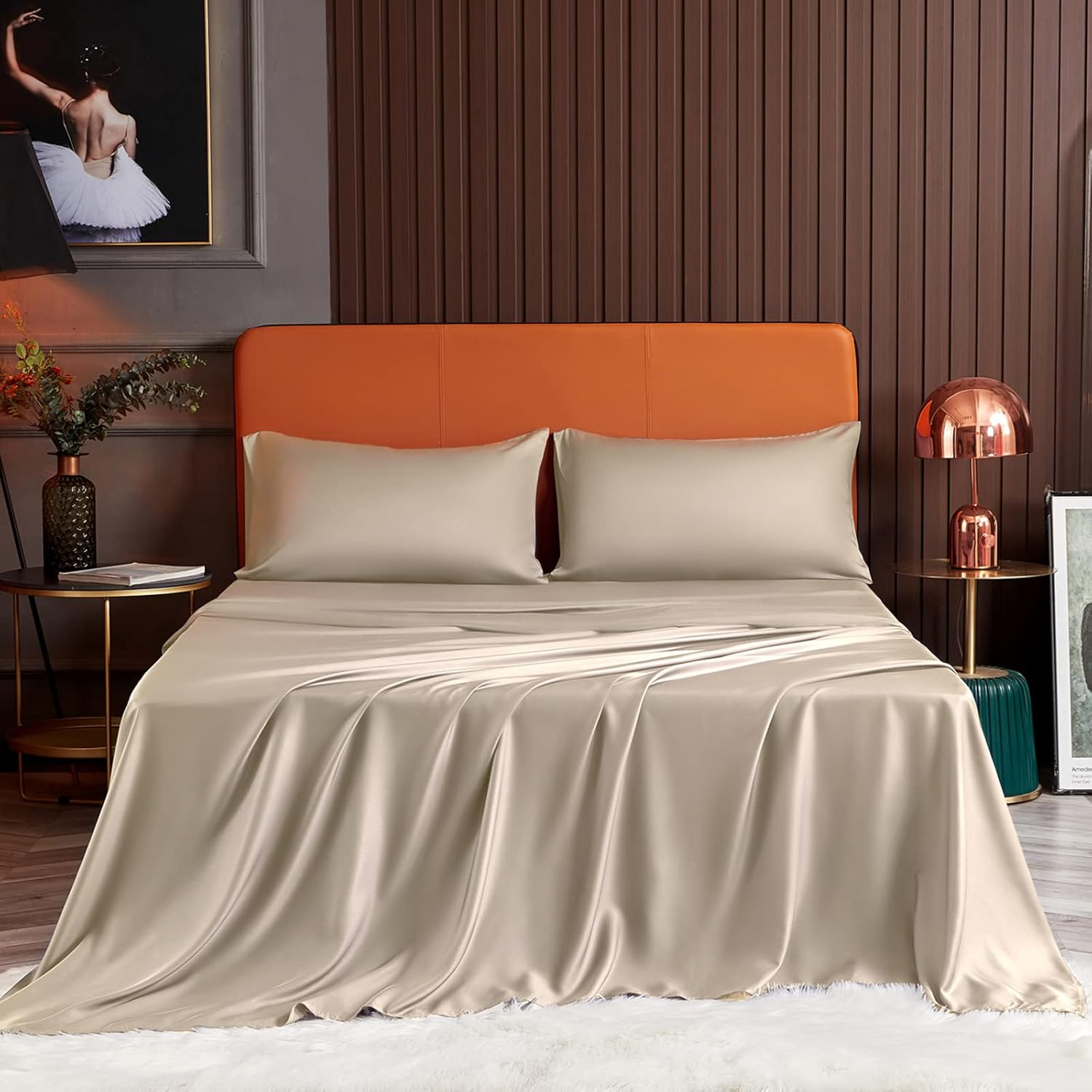 YIYEA 100 Bamboo Sheets Full 4PCS Organic Bamboo Cooling