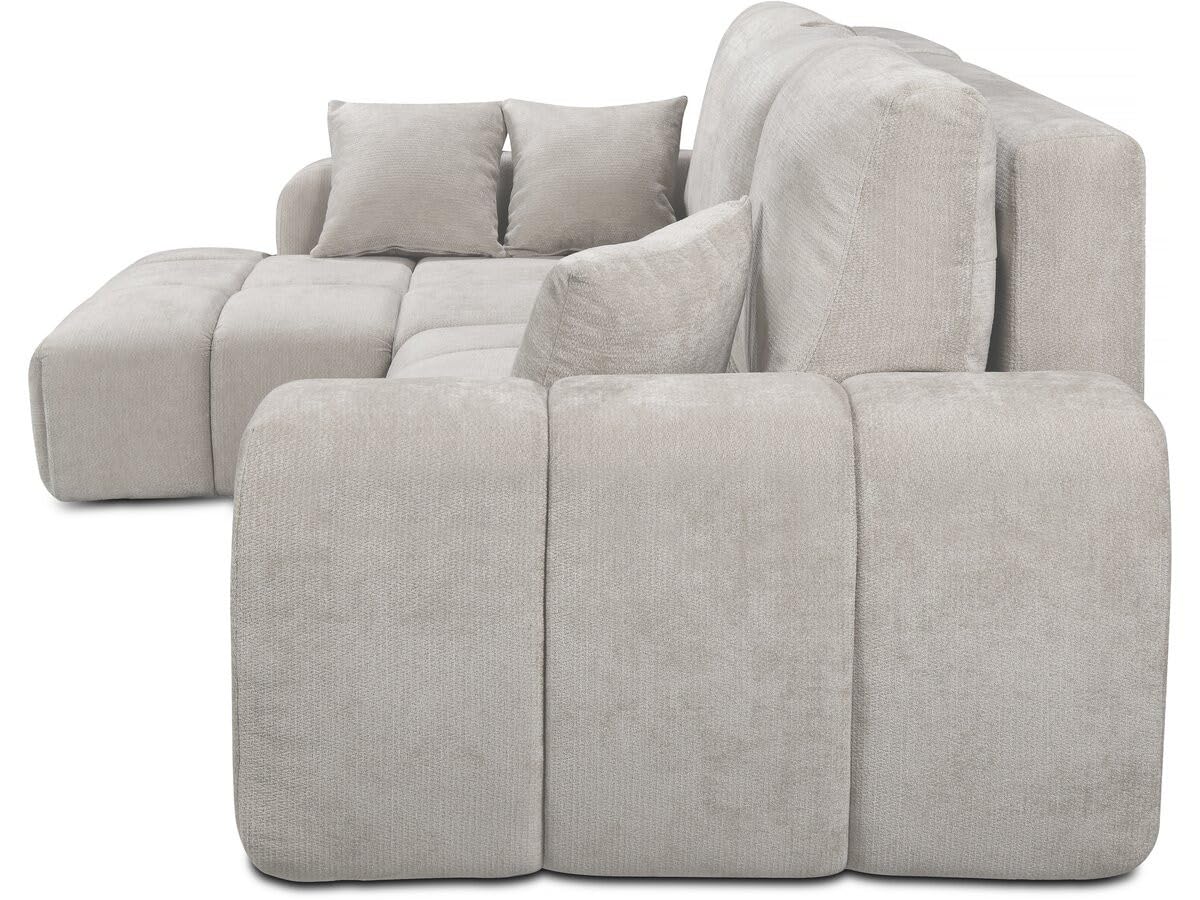 Canapé d'angle Gauche Convertible 3 Places Tissu Chenille Beige Habitat et Jardin
