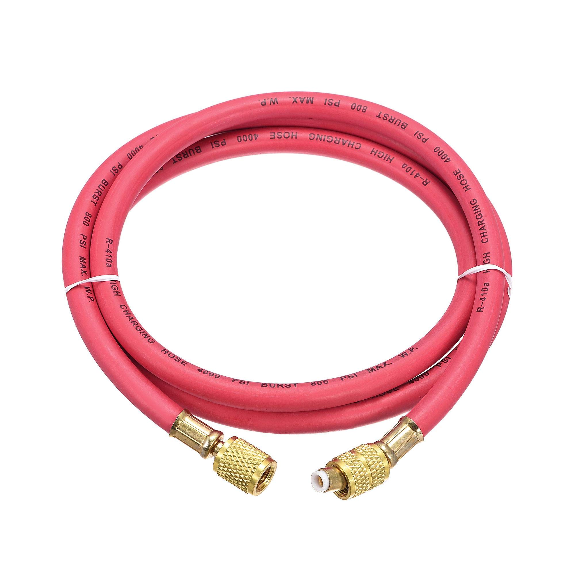 uxcell Refrigerant Charging Hose, 1/4 SAE to 5/16 SAE Thread 4.92Ft Length 800PSI Tube HVAC Hoses, for Home Air Conditioner Refrigeration Maintenance, Red