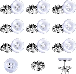 No Sewing White Shirt Button Pins, 10 Set 4-Hole Resin Decorative Safety Pins, White Safety Pin for Clothes Cardigans Shirt Dress Sweaters DIY Crafts, Shawl Pin for Women Men