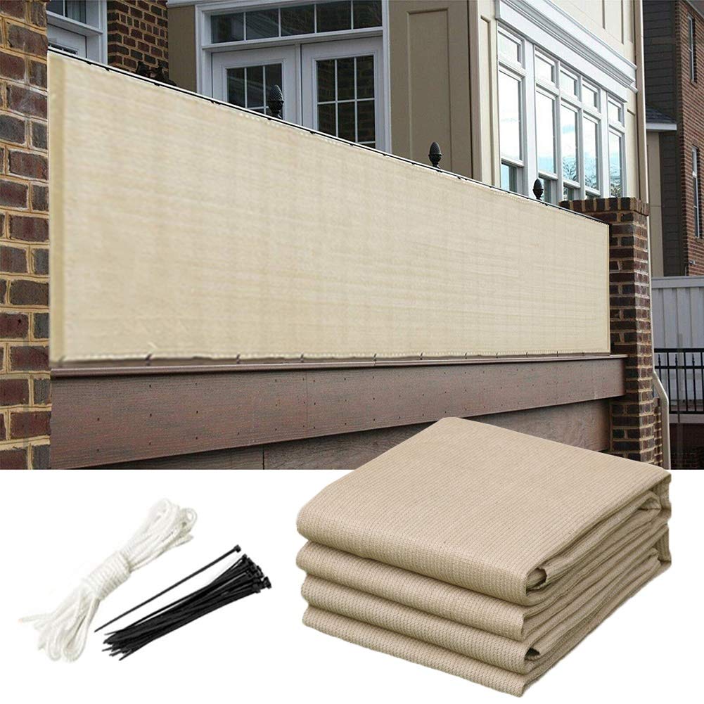 WUZMING Balcon Brise-Vue Pare-brise La Protection De La Vie Privée Parasol Anti-UV Avec Trous Métalliques Pour Jardin Patio, 49 Tailles (Color : Beige, Size : 110x700cm)