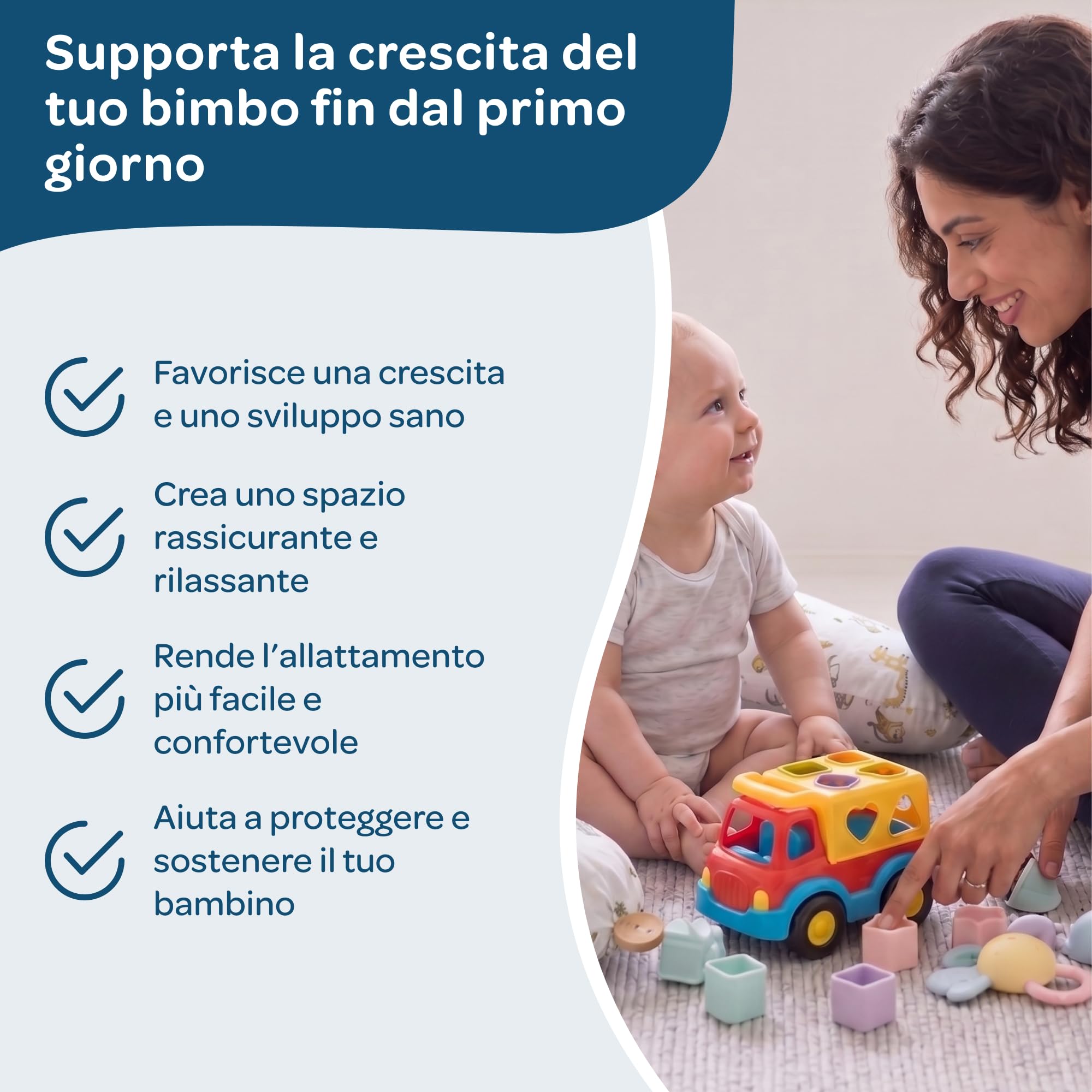 DOLCI SOGNI Cuscino Gravidanza e Allattamento Multiuso | Cuscino Gravidanza per Dormire | 100% Cotone OEKO-TEX Sfoderabile | Regalo Donna Incinta premaman