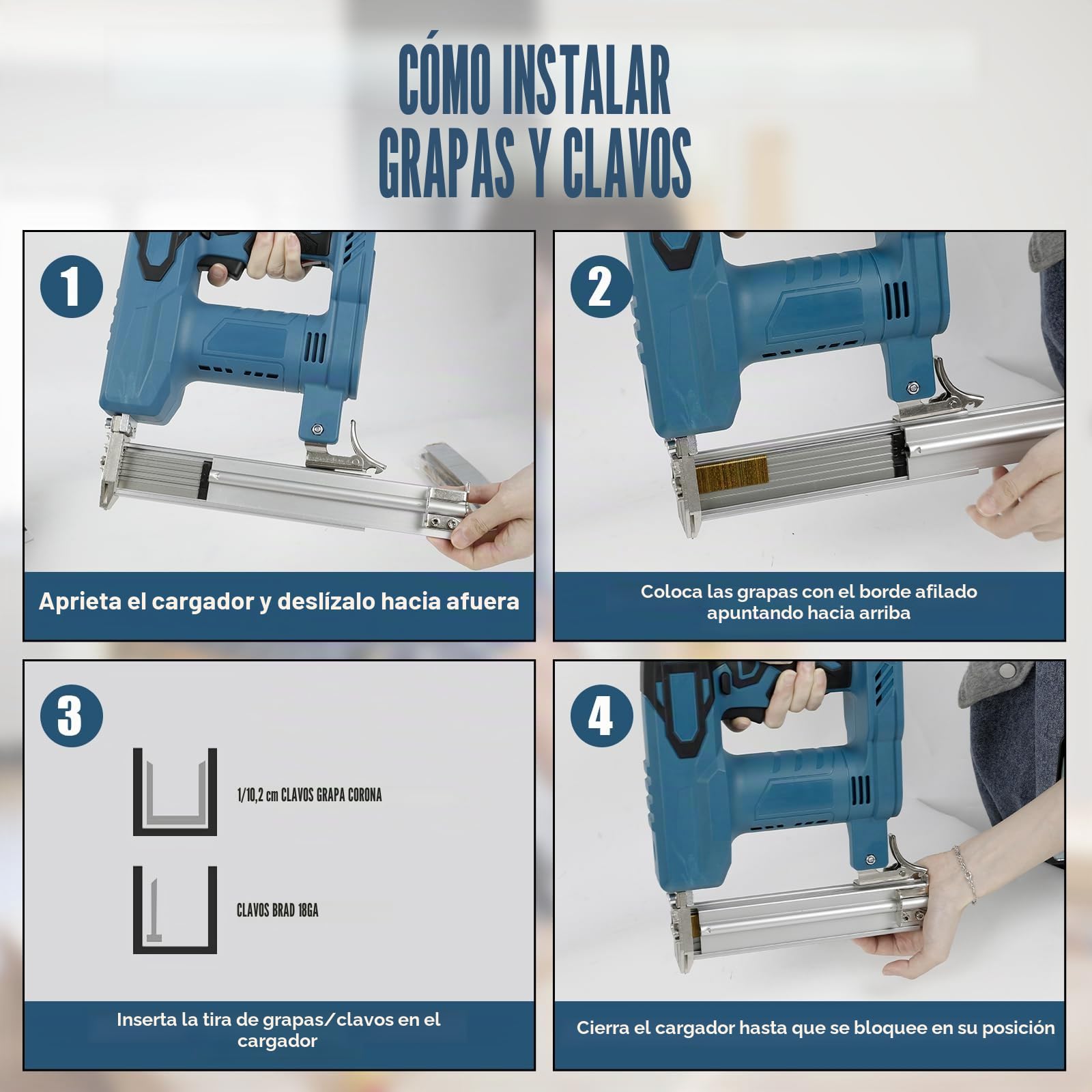 Pistola de clavos recargable Makita 18 V LXT compatible, 2 en 1, grapadora eléctrica para madera/tela/alfombra (sin batería), con 500 clavos rectos y 500 clavos en forma de U