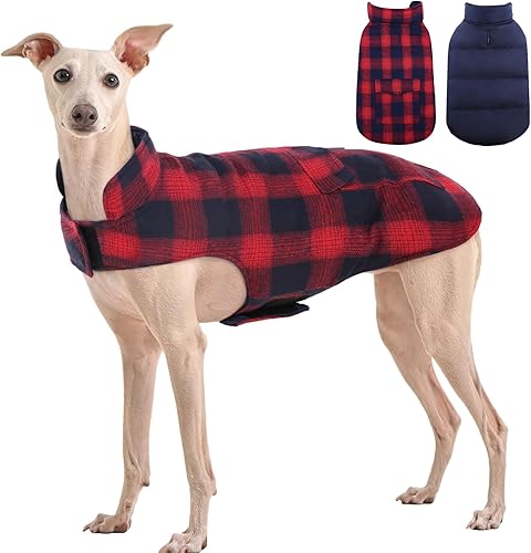 Kuoser - Abrigo de invierno para perro de estilo británico, resistente al viento, repelente al agua, abrigo para perro con forro polar, chaleco para