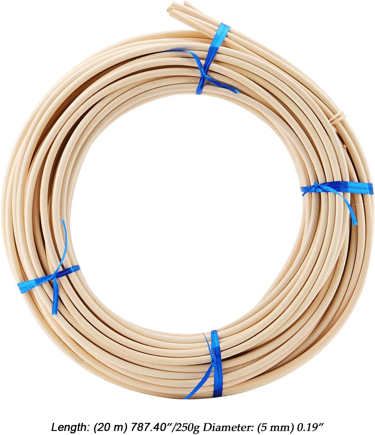 MOUYAT 2 Roll #8 Reed Spline, Each 66 Feet x 3/16 Inch Round Cane Webbing for Weaving, 20m x 5mm Chair Caning Supplies Wicker Repair Kit for DIY Craft, Decoration, Office Aromatherapy