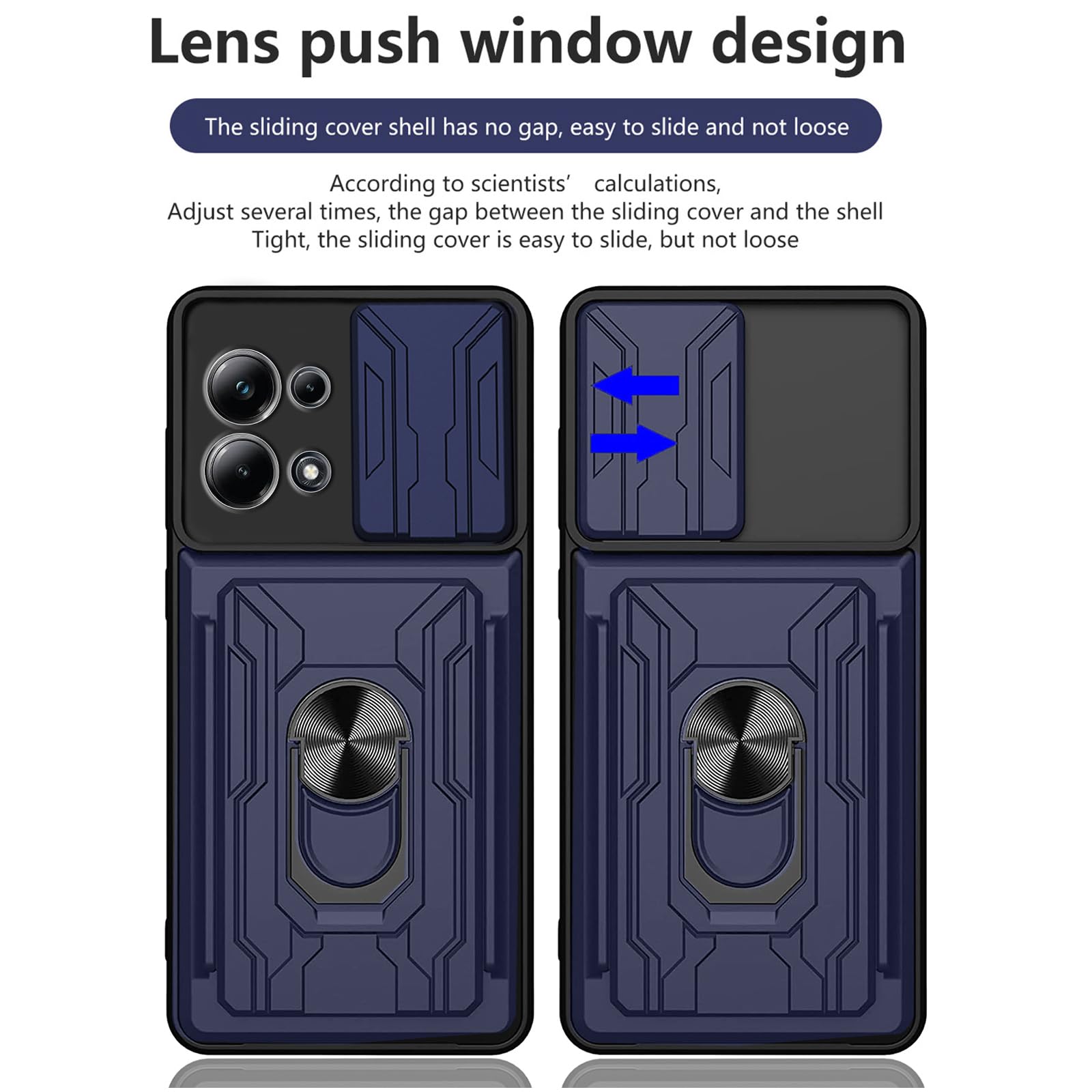 MEMELOKA Cover per Realme C53/Realme Note 50 con Vetro Temperato, Rigida PC Back e TPU Bumper Antiurto Custodia Protettiva[Slidable Fotocamera Proteggi][Slot per Schede][Supporto Girevole