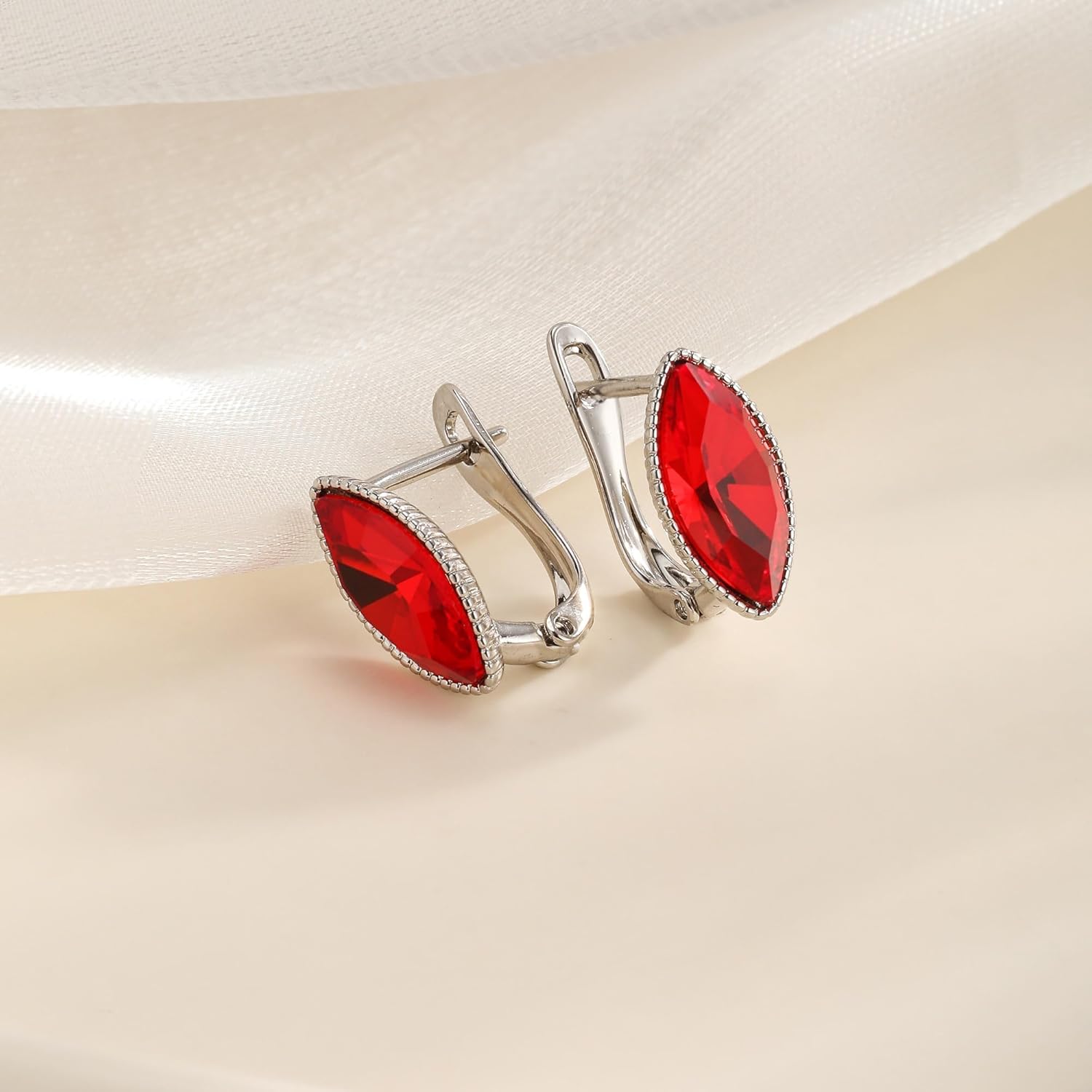 EVEVIC Austrian Crystal Marquise Leverback Drop Earrings for Women Trendy 14K White Gold Plated Hypoallergenic Dangle Earring Jewelry Gift - Image 3