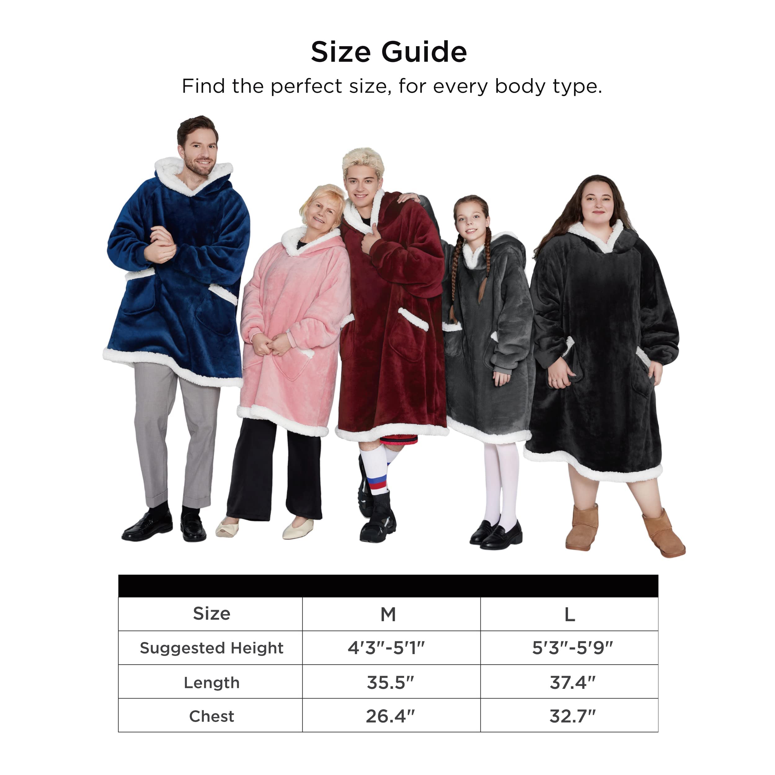 Bedsure Wearable Blanket Hoodie Women - Sherpa Fleece Hoodie Blanket for  Adults Men, Warm Hooded Blanket as Gifts for Her, Pink, 95 x 83 cm :  Amazon.co.uk: Home u0026 Kitchen