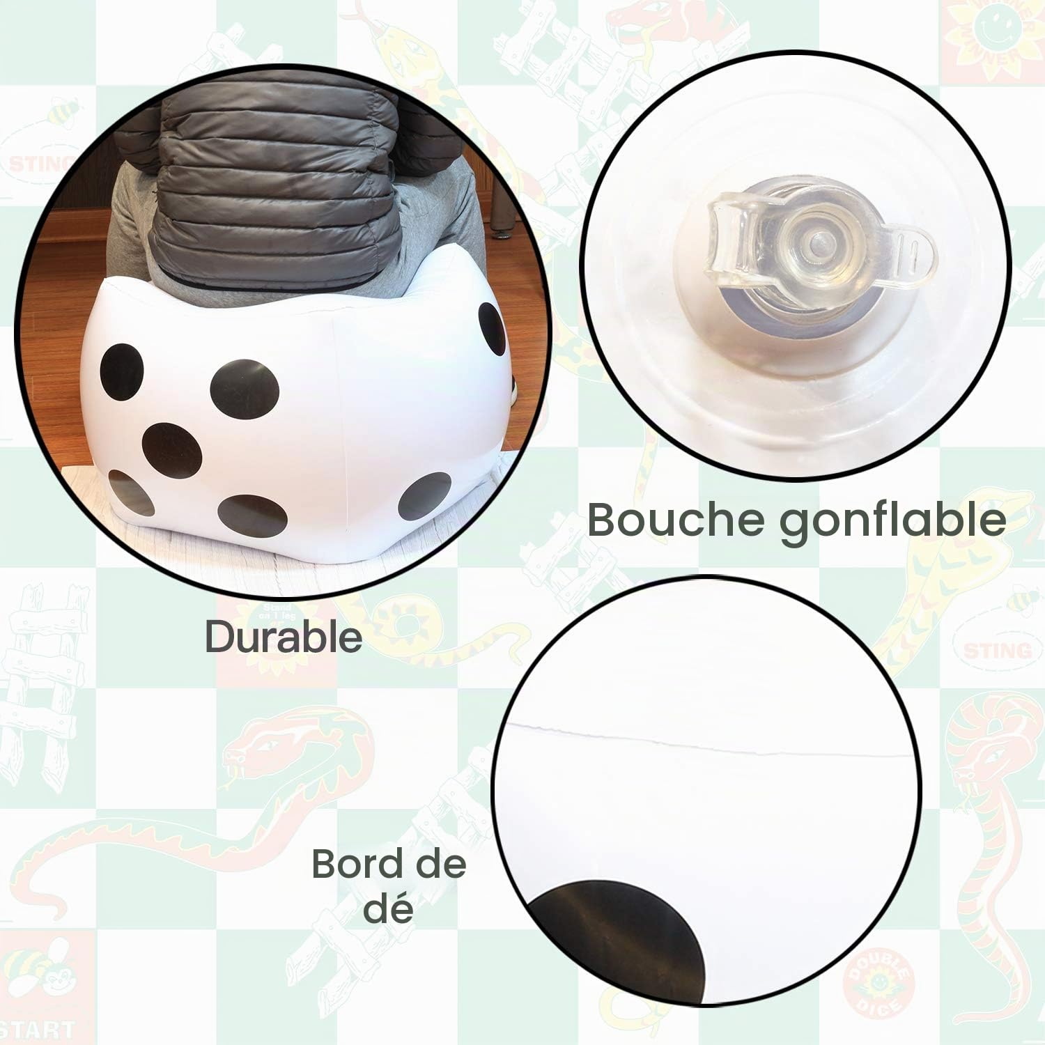 Novelty Place Ensemble de 2 dés gonflables géants de 20 Pouces - Parfait pour Les Jeux d'intérieur et d'extérieur, Le Ludo et Les fêtes de Piscine