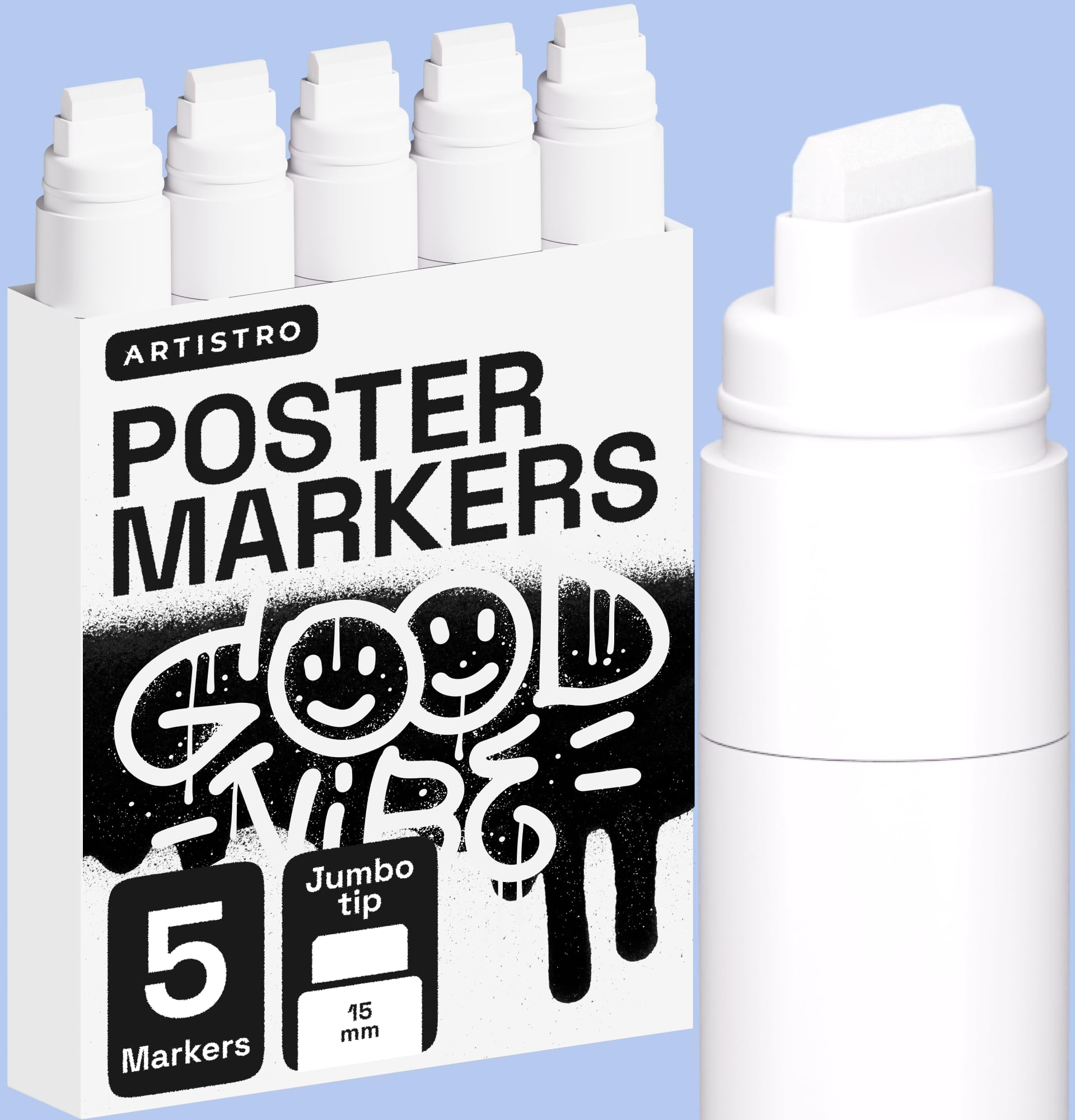 Artistro Acrylstifte für Steine, Zeichenstifte, Felsmalerei, Keramik, Glas, Holz, Reifen, Stoff, Metall, Leinwand, DYI, Acrylfarbe Permanent Marker Weiß auf Wasserbasis mit Extra-Feiner Spitze