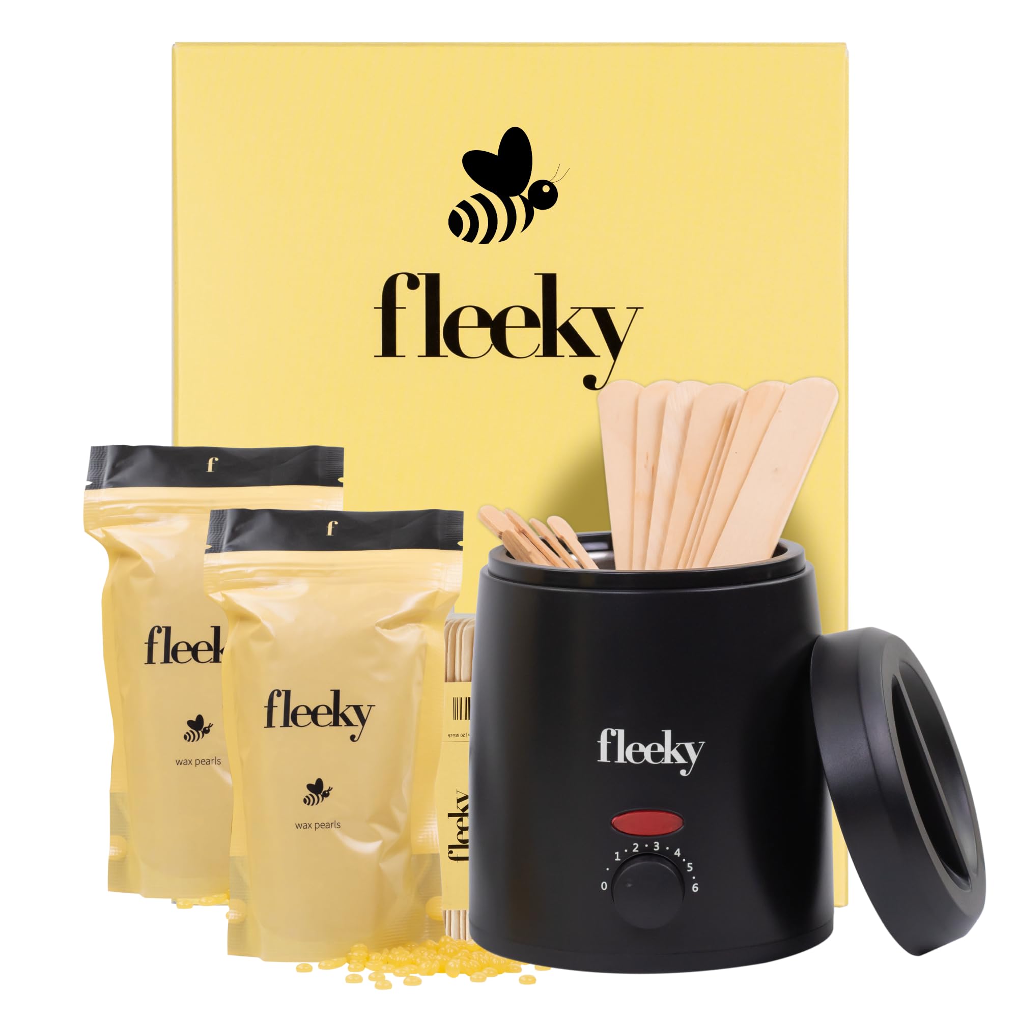fleeky Wax Heater Kit - elektrisches waxing Komplett-Set mit Wachswärmer für seidenglatte Haut on fleek, professionelle Ergebnisse und anfängerfreundliche Handhabung
