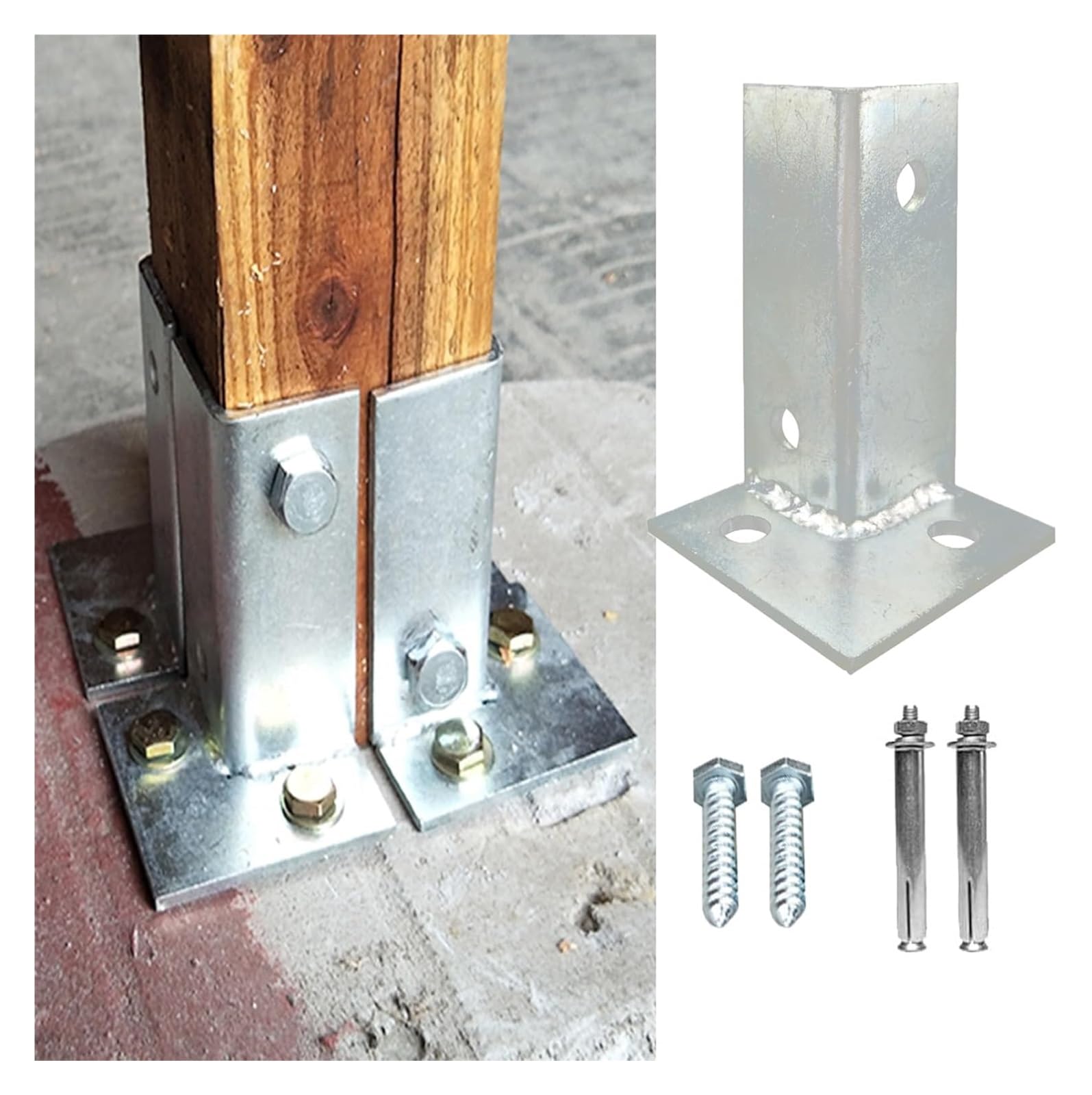CXGfdghD fence posts， Heavy Duty Post Anchors Wood Support Base, for 2.8in x, Pergola, Gazebo, Deck(1 Pcs)