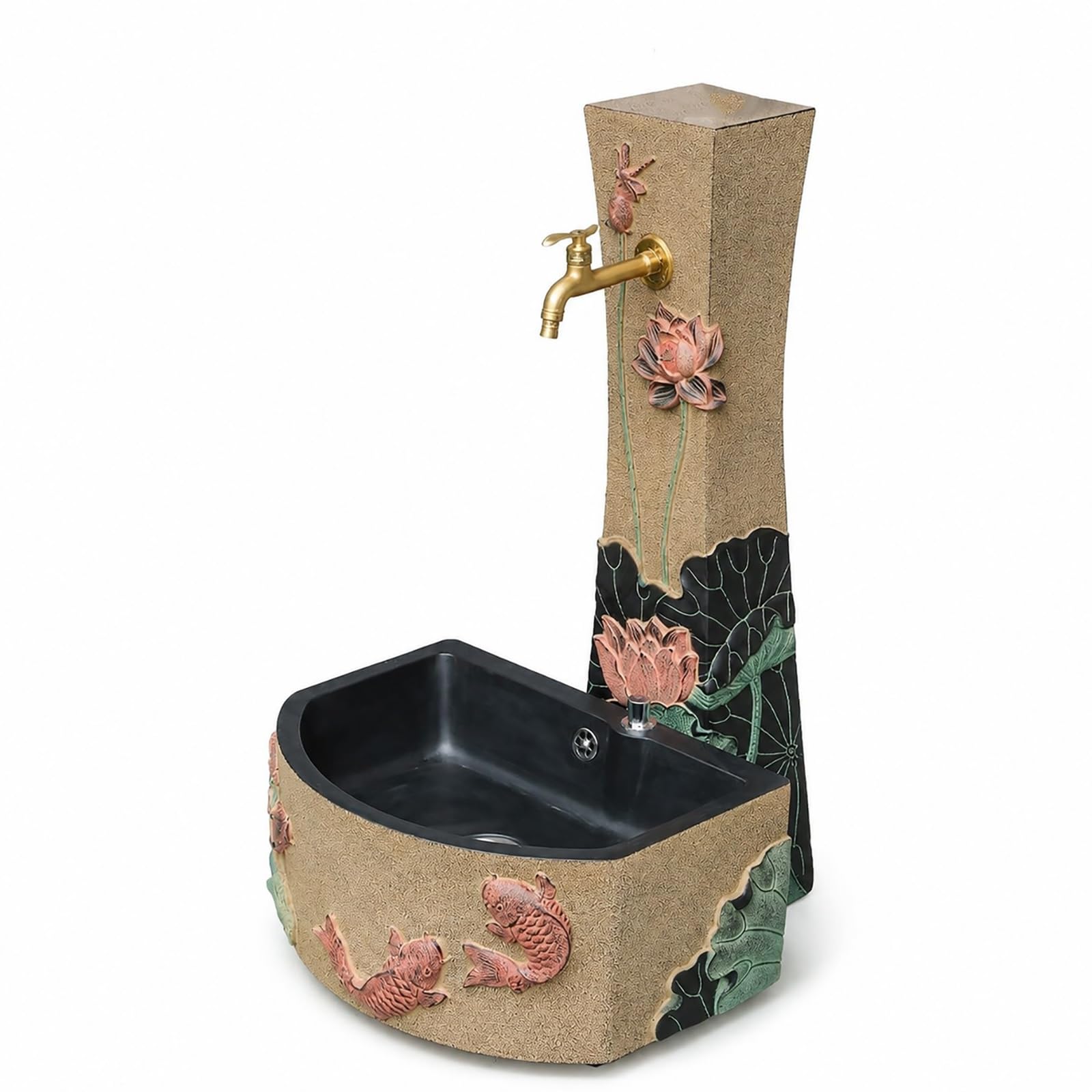 Yangllyj One Color Chinese Style Garden Water Column, Yard Hydrant With Outdoor Faucet And Mop Sink For Outdoor Courtyard, Balcony, Garden