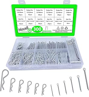 Cotter pins Assortment kit,Hincell 300pcs Zinc Plated Steel Cotter Pin Hair Pin Hitch Pin Clips Fastener Fitting Assortment Kit, Multiple Sizes Hair Pins R Clips Fastener Set for Home or Car