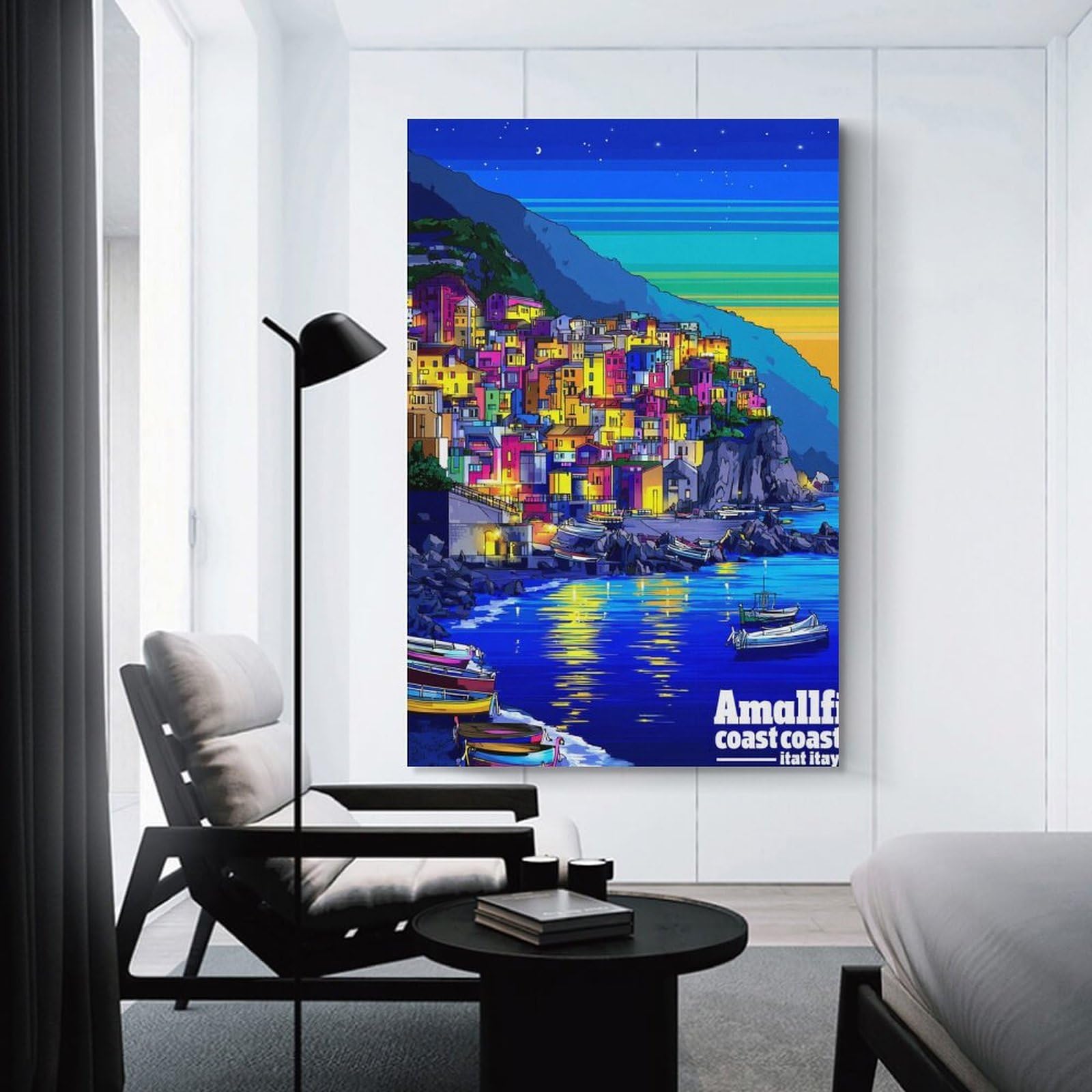 Junmoney Unframe-Amalfi Coast Dreamscape Amalfi Coast Dreamscape Room Decor Wall Art 24X36inch(60X90cm), For Bedroom Decor, Cosy Corners Or Studios, A Warm Accent For Relaxed Interiors