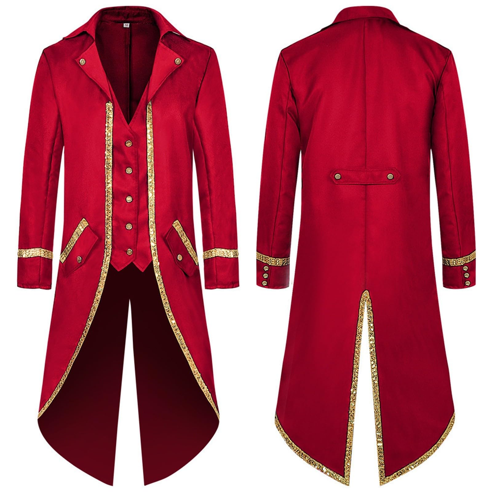 Long Coat Vintage Tailcoat Jacket, Gothic Coat Men, Palace Style Casual Lapel Collar Costumes Gothic Steampunk Tailcoat Vintage Single Breasted Trench Coat Medieval Renaissance Halloween Uniform