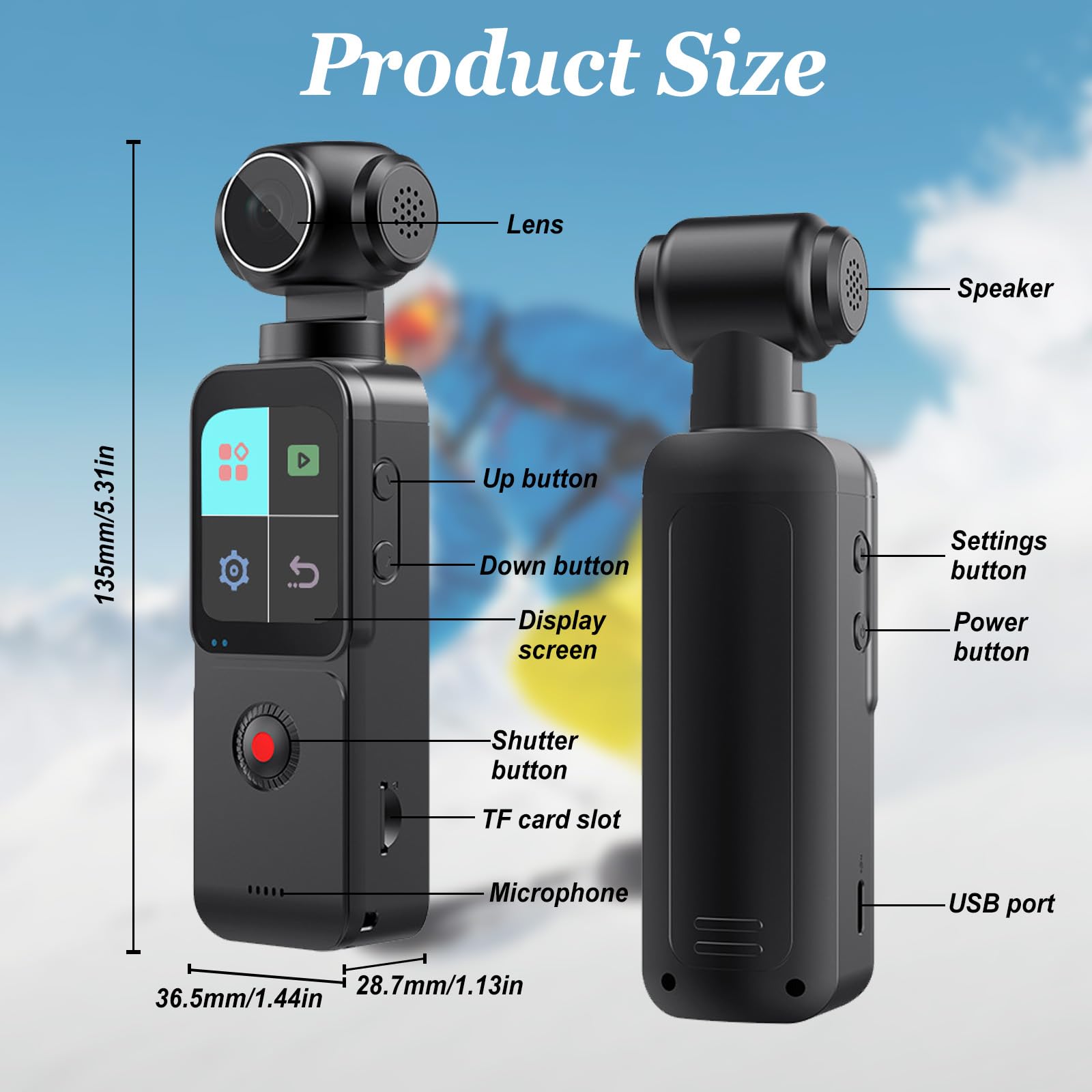 5K Bodycam Körperkamera,Vlog Kamera mit Externem Mikrofon,270° drehbares Objektiv,EIS Bildstabilisierung, WiFi App-Steuerung,Clip & Gurt – Inkl.64GB Karte Vlogging Camera für Sport,Reisen & Action