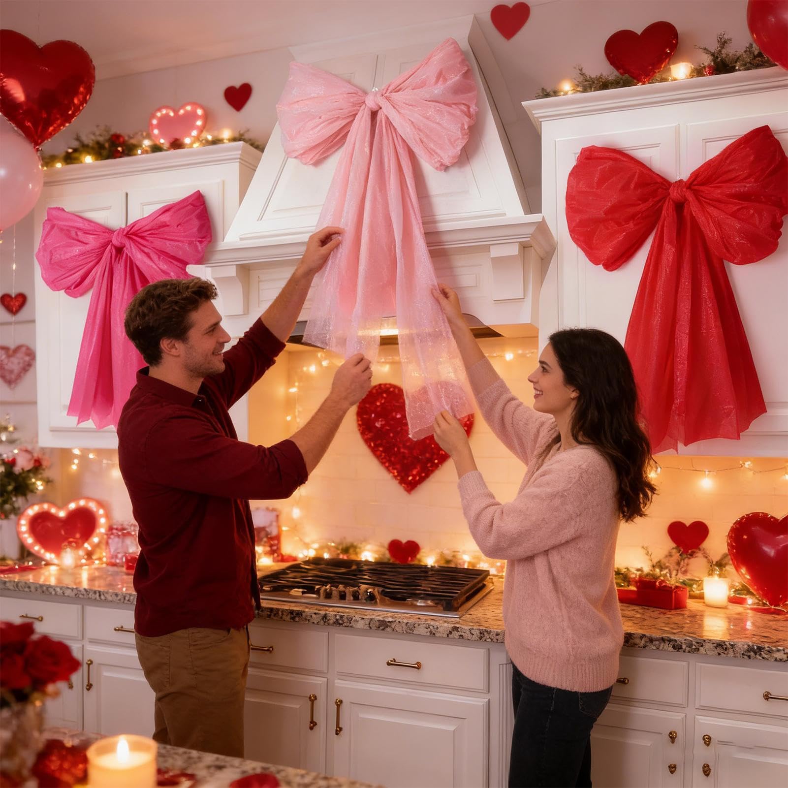 Muraux Saint-Valentin DIY pour salon et salle de classe avec nœuds décoratifs géants